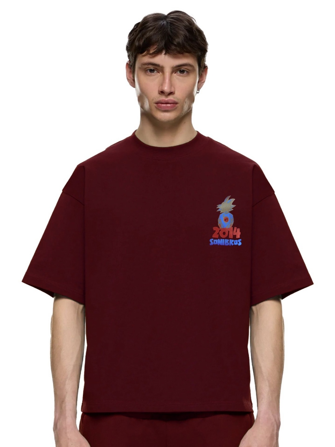 

SONIBROS Men Graphic Printed Round Neck Cotton Dragon Ball Z T-shirt, Maroon