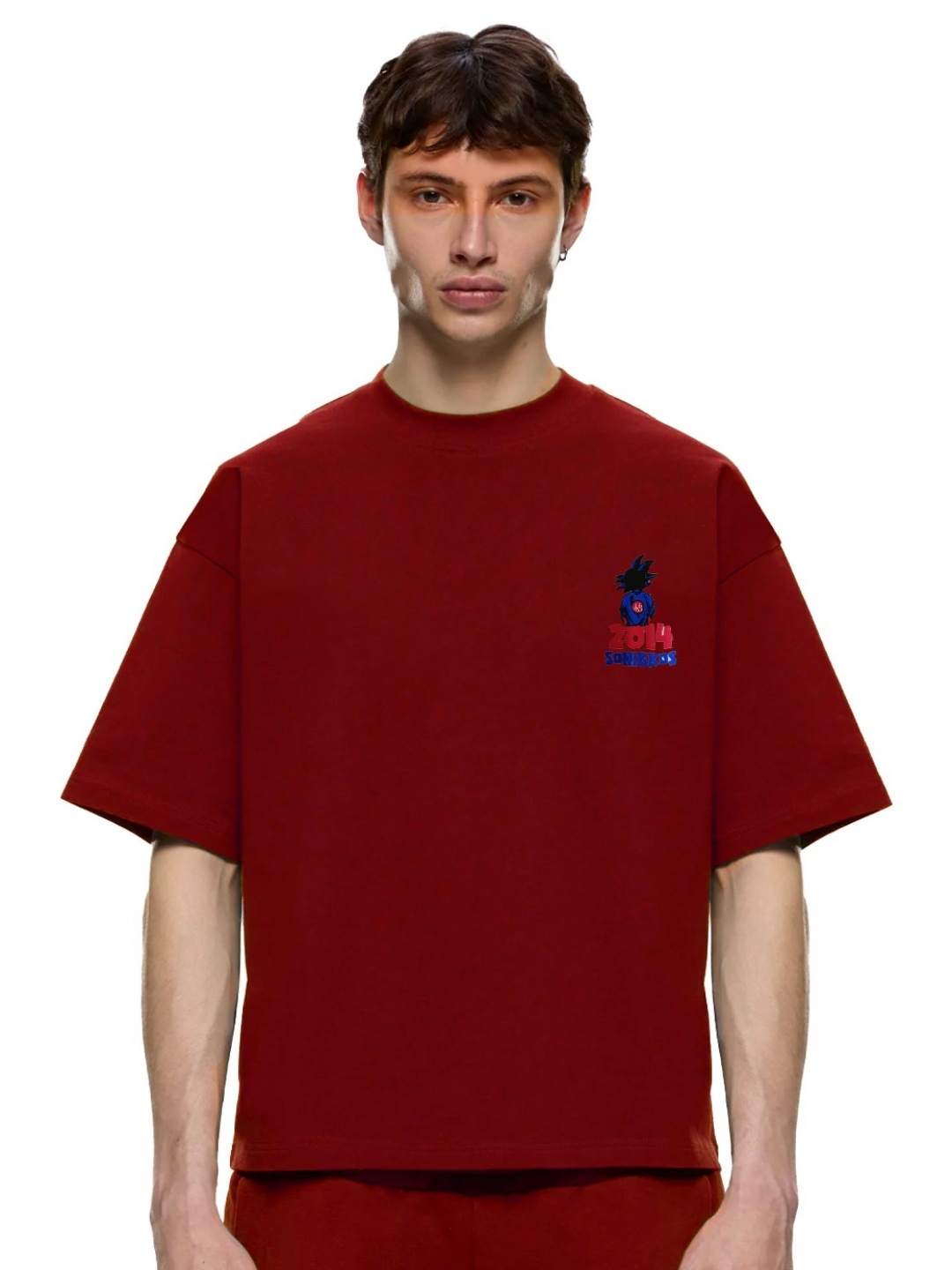 

SONIBROS Men Graphic Printed Round Neck Cotton Relaxed Fit T-shirt, Maroon
