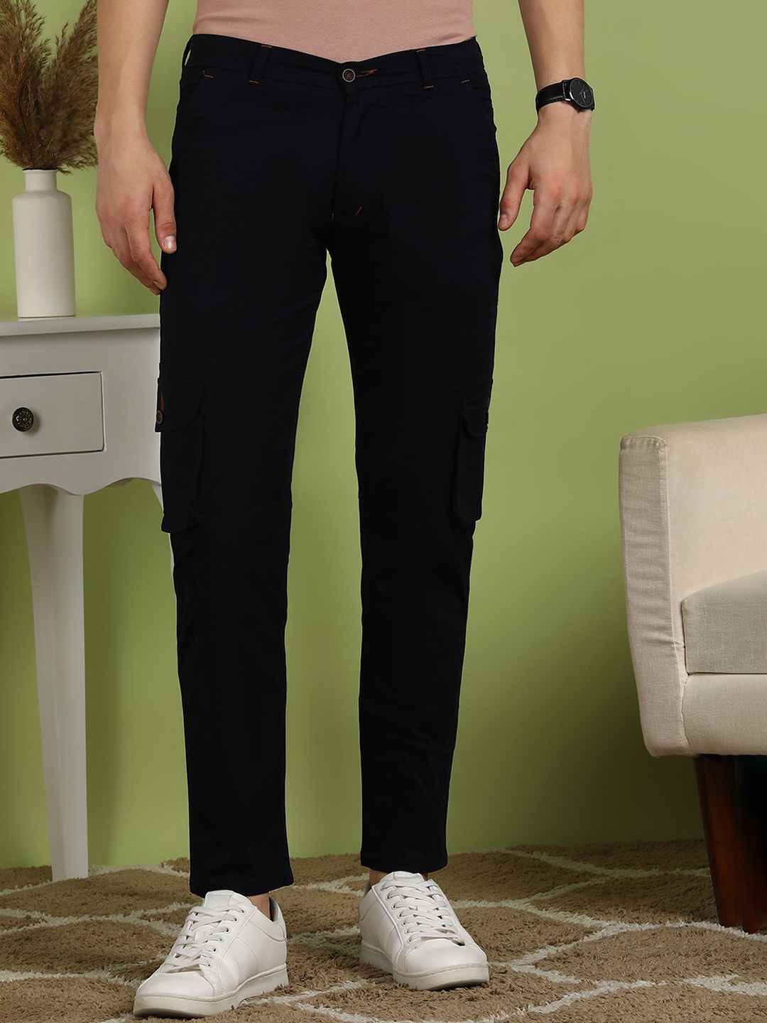 

FUBAR Men Mid-Rise Slim Fit Cargos, Blue