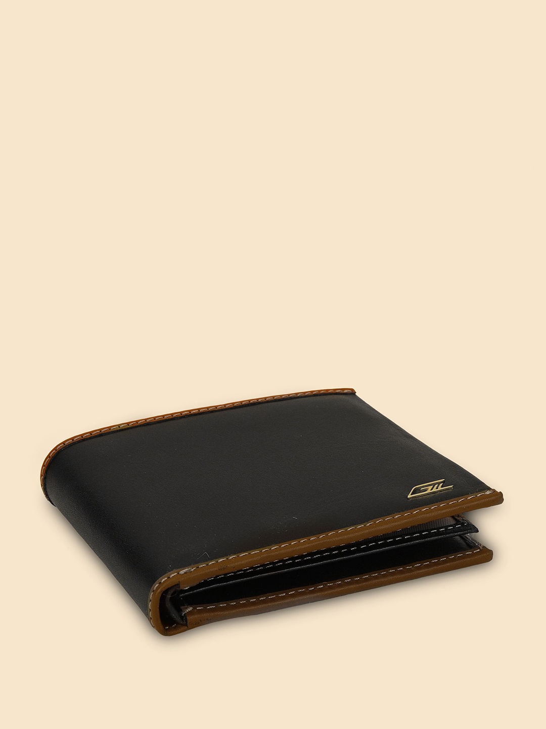 

GIL Men Leather Two Fold Wallet, Black
