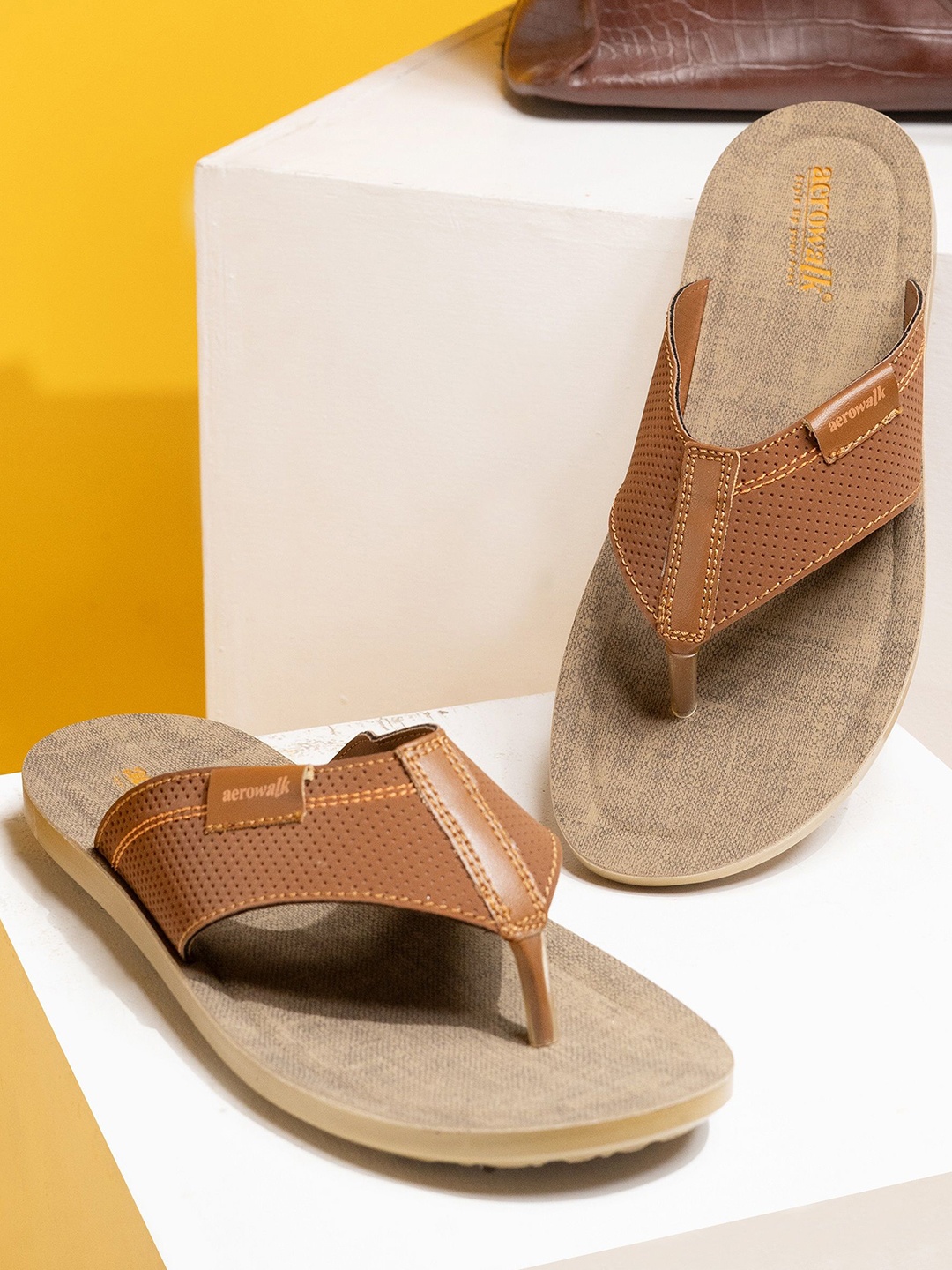 

Aerowalk Men Thong Flip-Flops, Tan