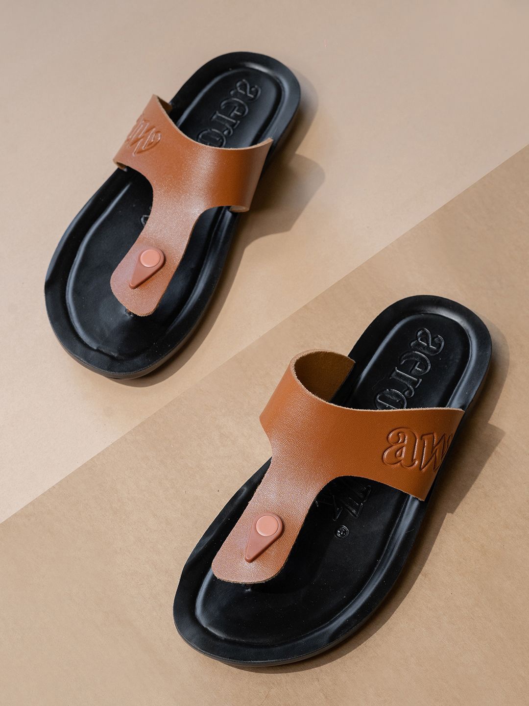 

Aerowalk Men PU Comfort Sandals, Tan