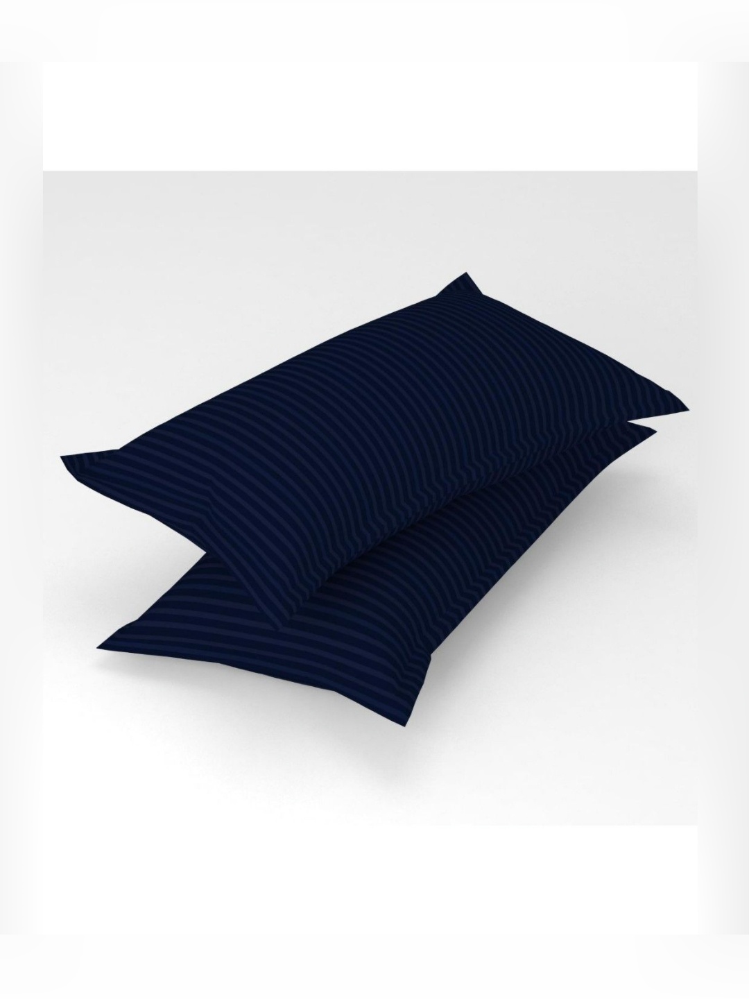 

UrbanArts Navy Blue 2 Pieces Striped Printed Rectangle Satin Pillow Covers