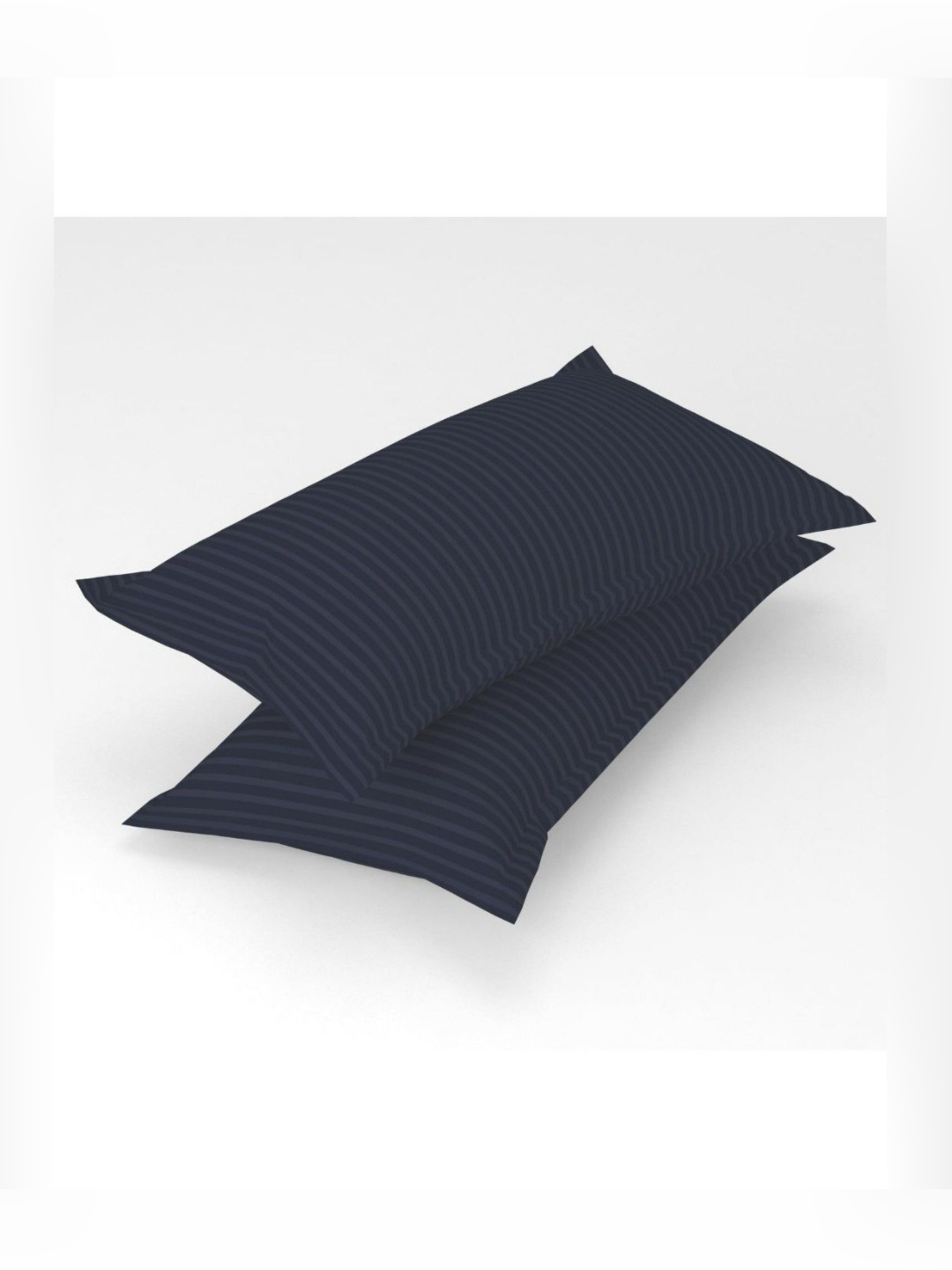 

UrbanArts Navy Blue 2 Pieces Striped Printed Rectangle Satin Pillow Covers