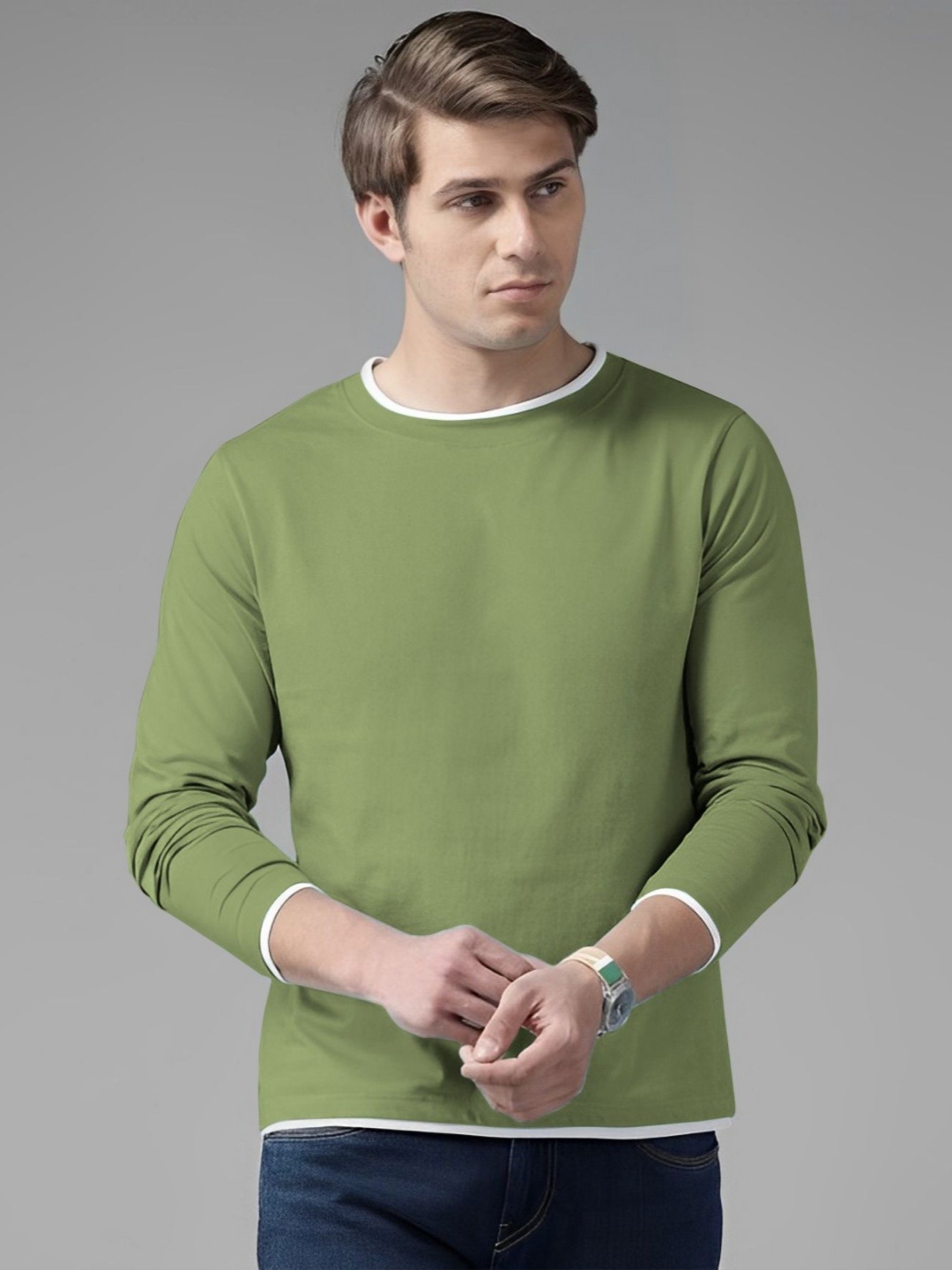 

AUSK Men Pack Of 2 Solid Round Neck Cotton T-shirts, Teal