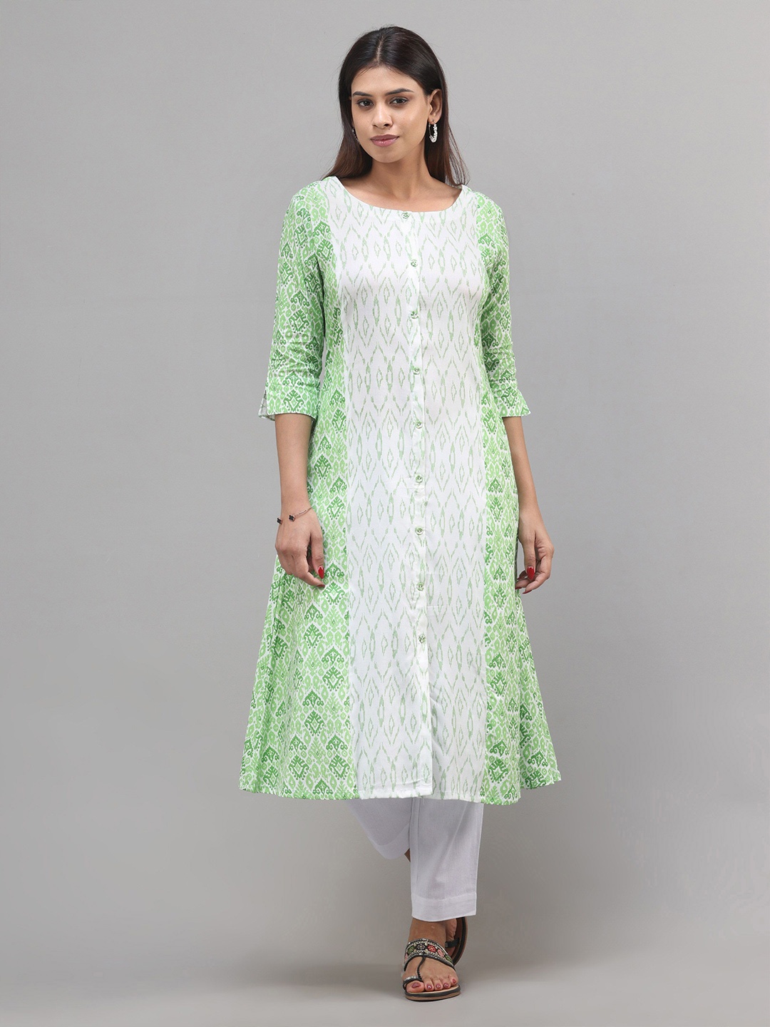 

Vismay Women Ethnic Motifs Printed A-Line Kurta, White