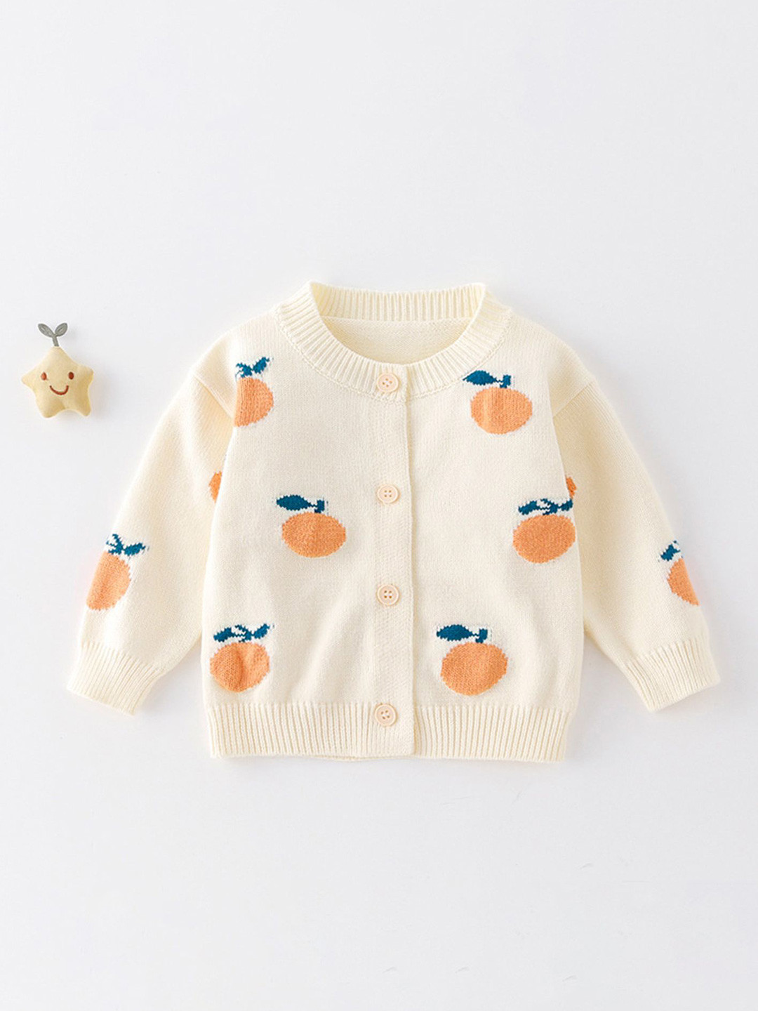 

LULU & SKY Girls Self Design Cardigan, Beige