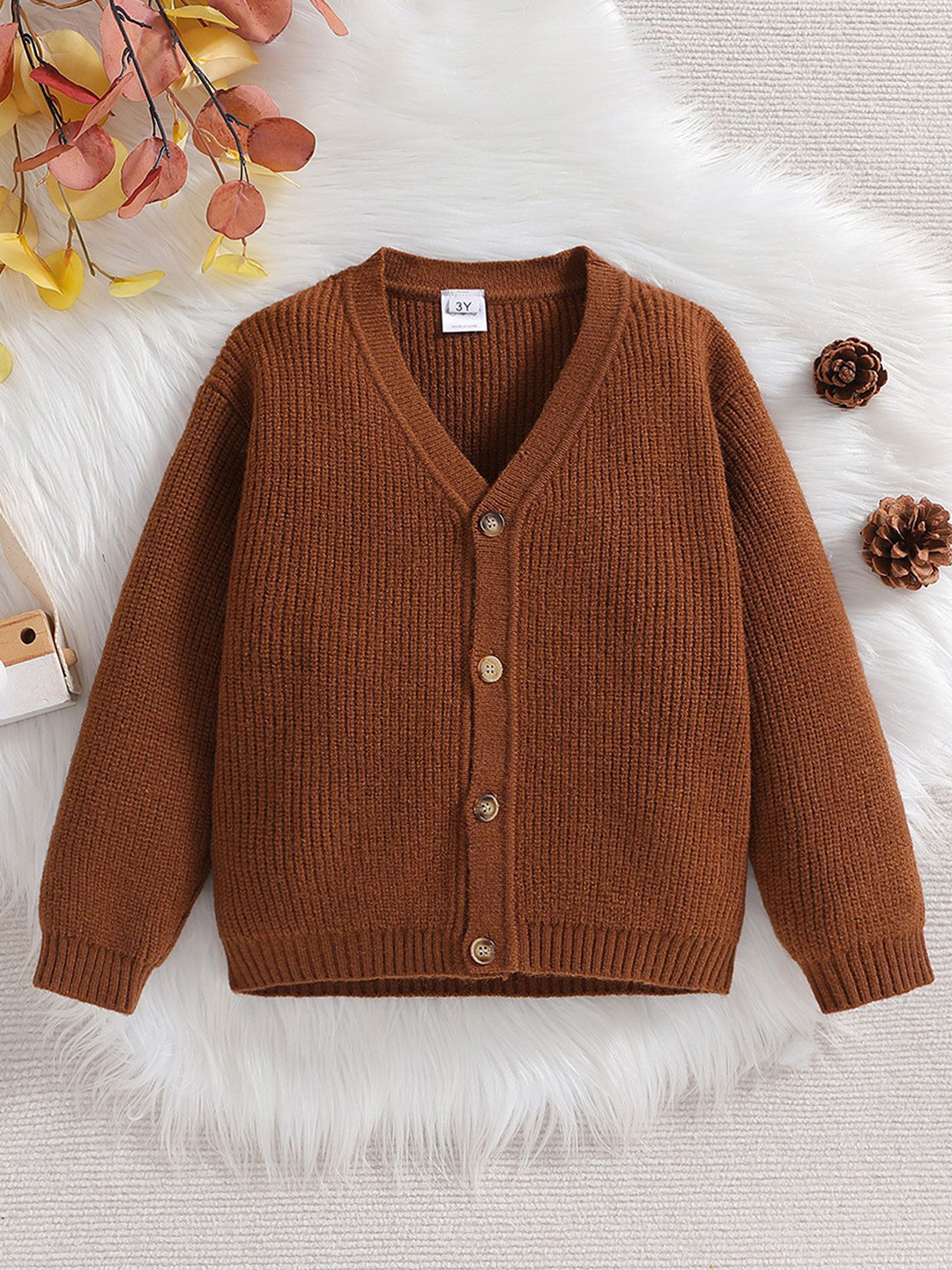 

LULU & SKY Girls Cardigan Sweaters, Brown