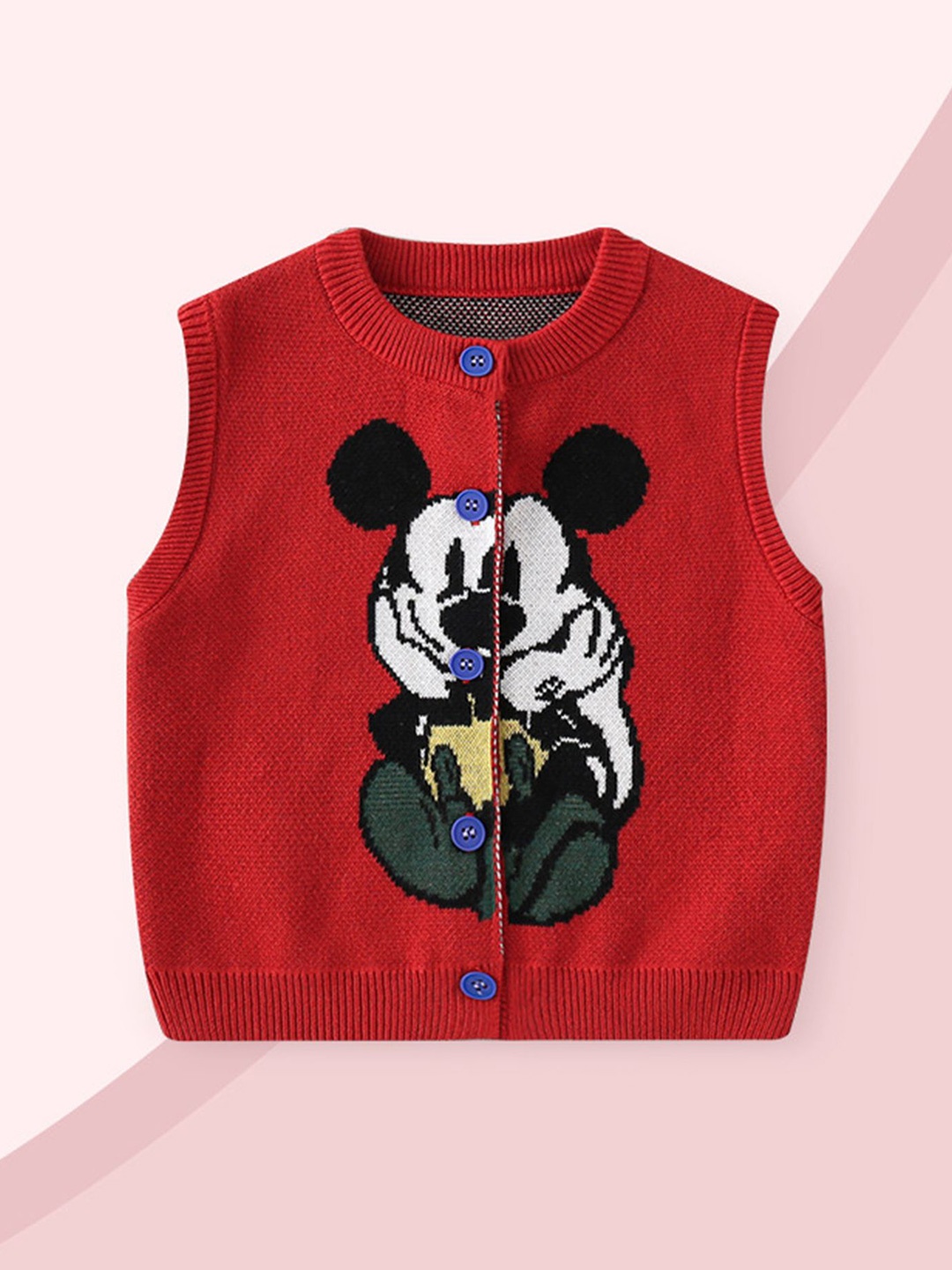 

LULU & SKY Kids Printed Cardigan Button-up Vest, Red
