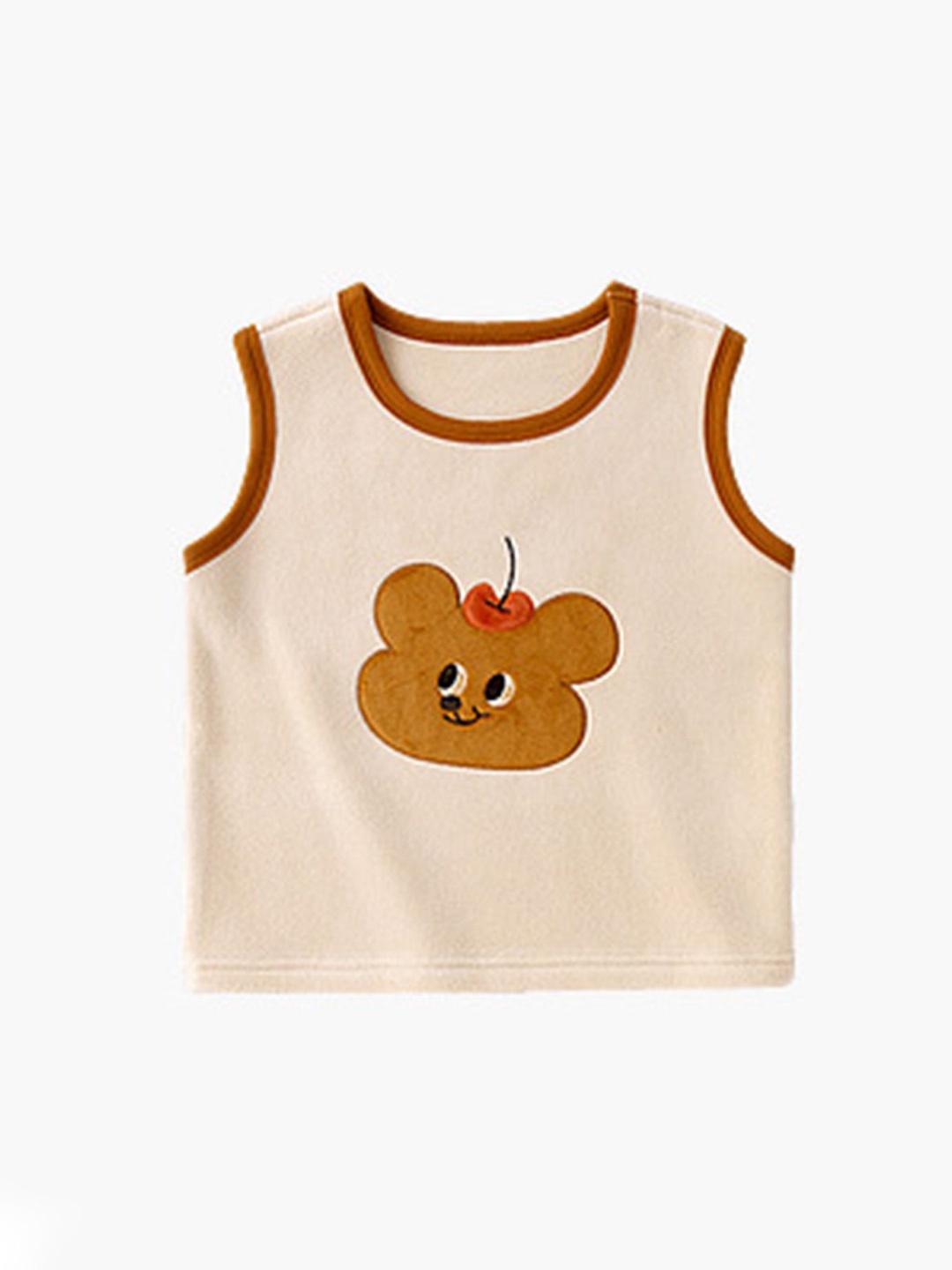 LULU & SKY Kids Knitted Round Neck Vests, Beige