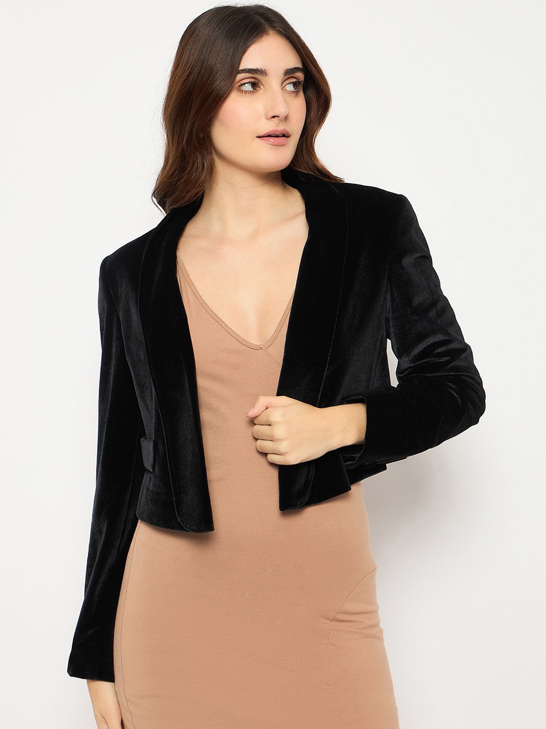 

Madame Shawl Collar Single-Breasted Blazer, Black