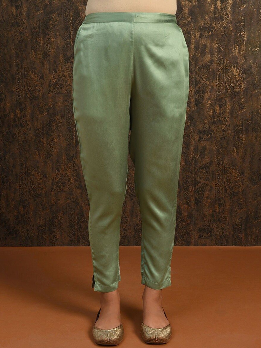 

JAYPORE Women Relaxed Slim Fit Trousers, Green