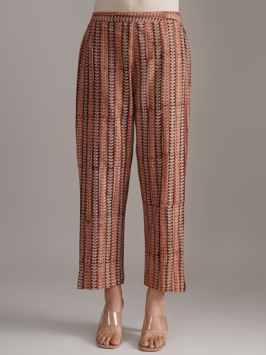 

JAYPORE Women Ethnic Motifs Printed Relaxed Pleated Trousers, Multi