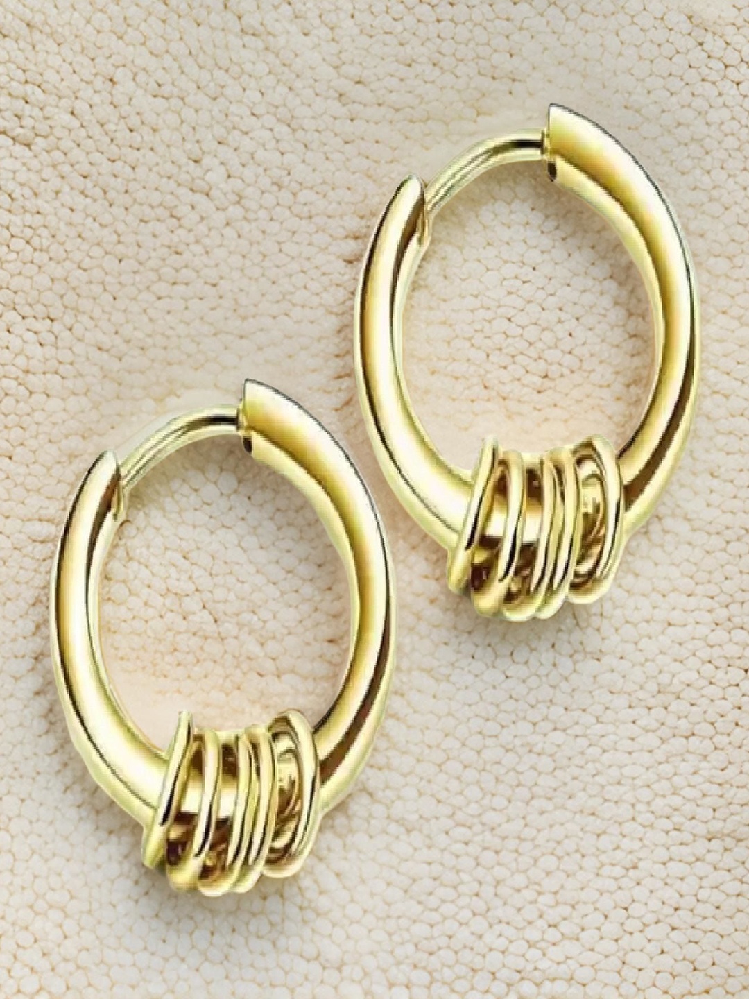 

RUHI COLLECTION Stainless Steel Circular Surgical Hoop Earrings, Gold