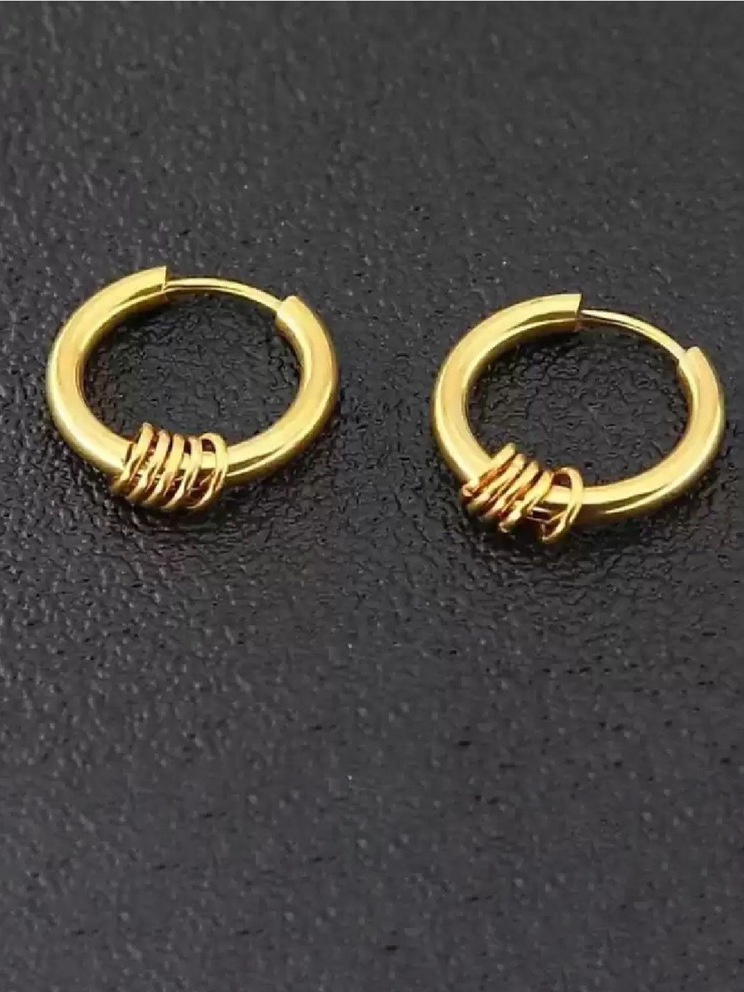 RUHI COLLECTION Stainless Steel Circular Surgical Hoop Earrings, Gold
