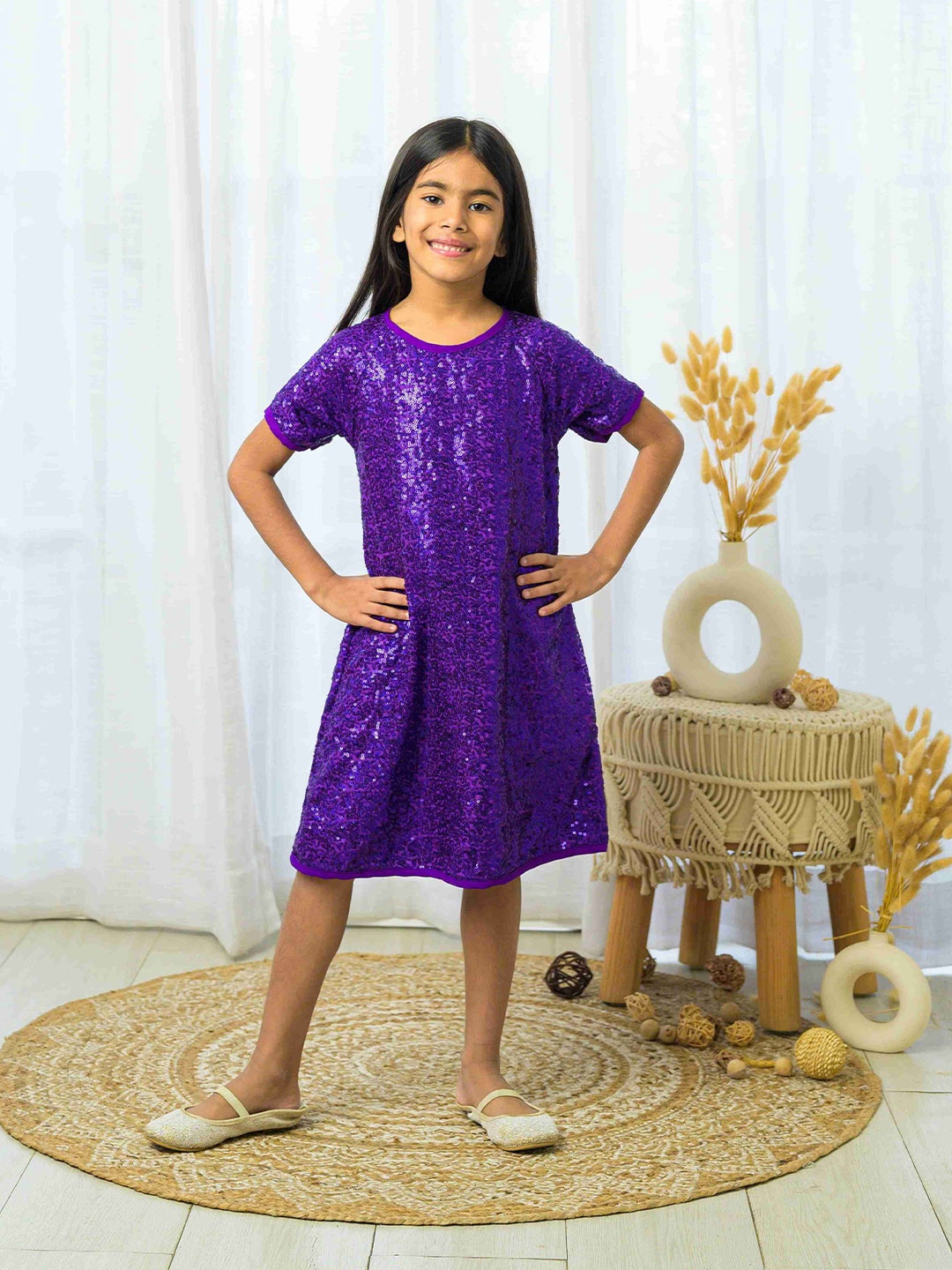 

Fairies Forever Girls Embellished A-Line Dress, Purple