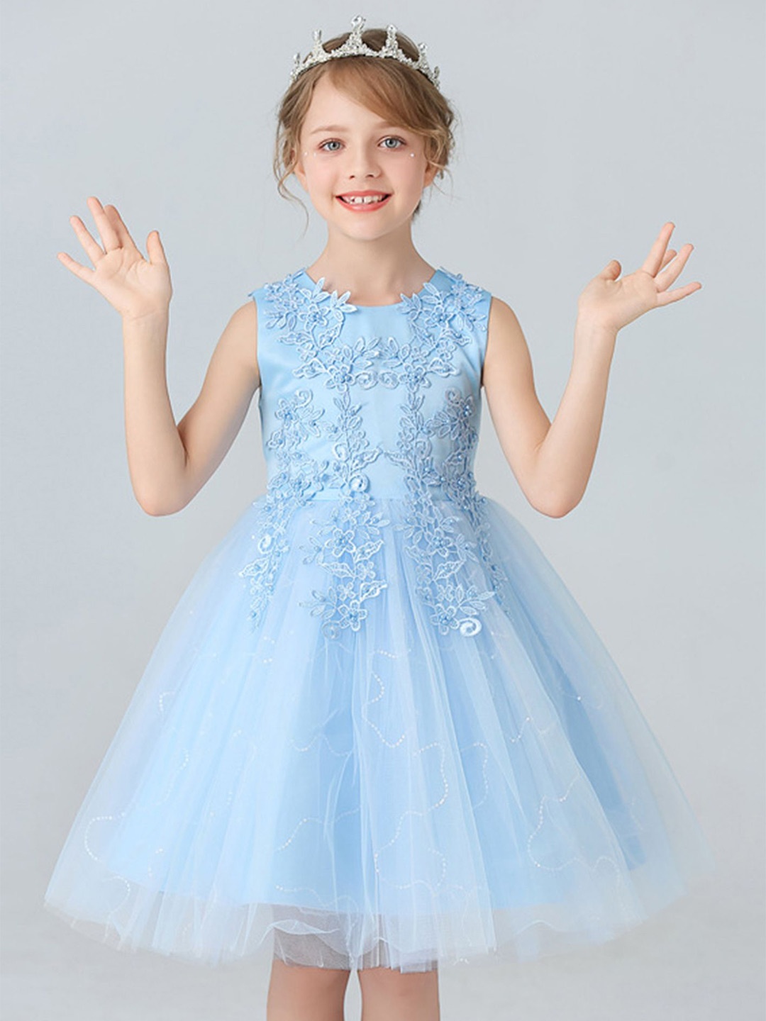 

LULU & SKY Girls Self Design Fit & Flare Dress, Blue