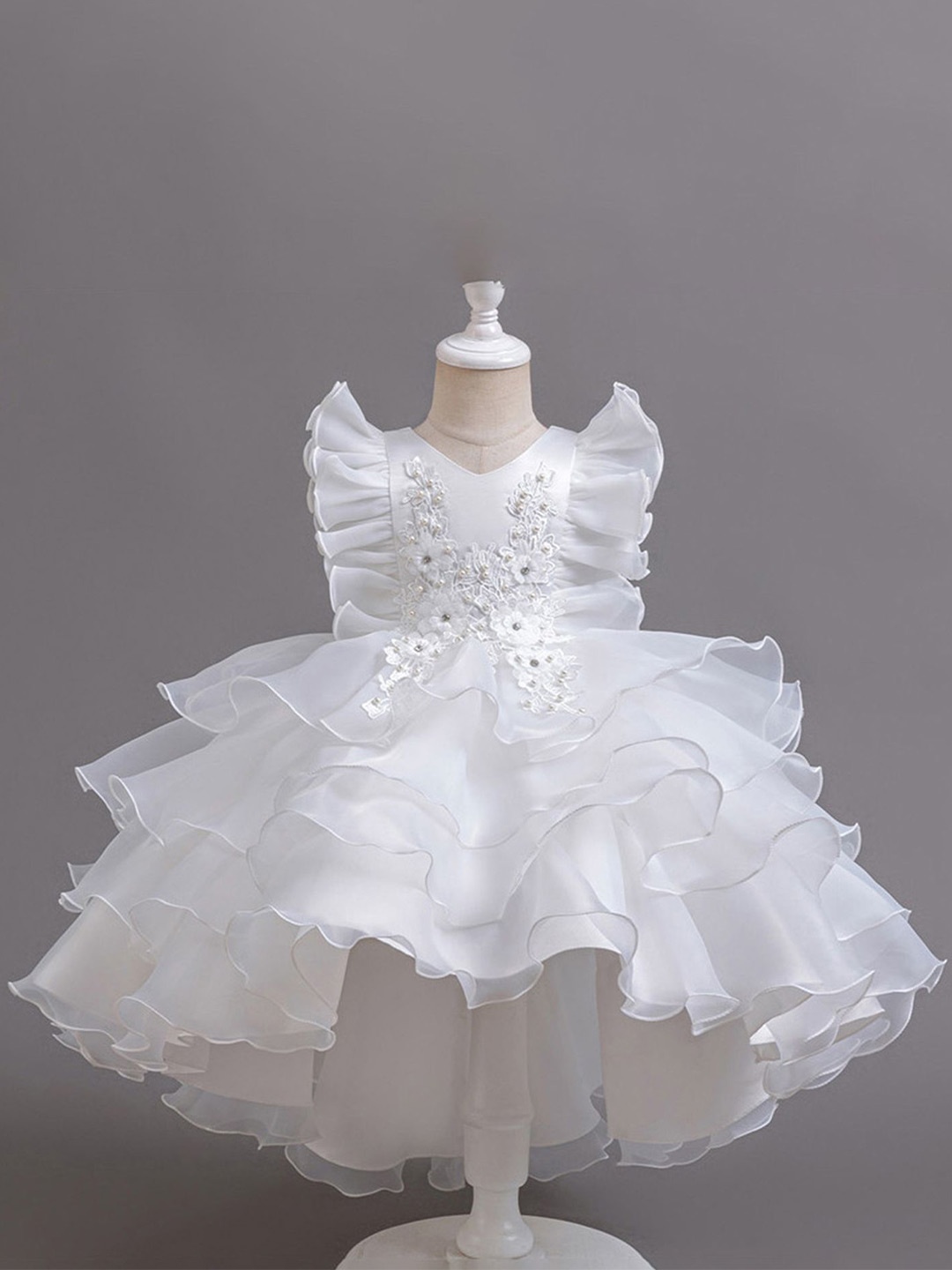 

LULU & SKY Girls Fit & Flare Self Design Dress, White
