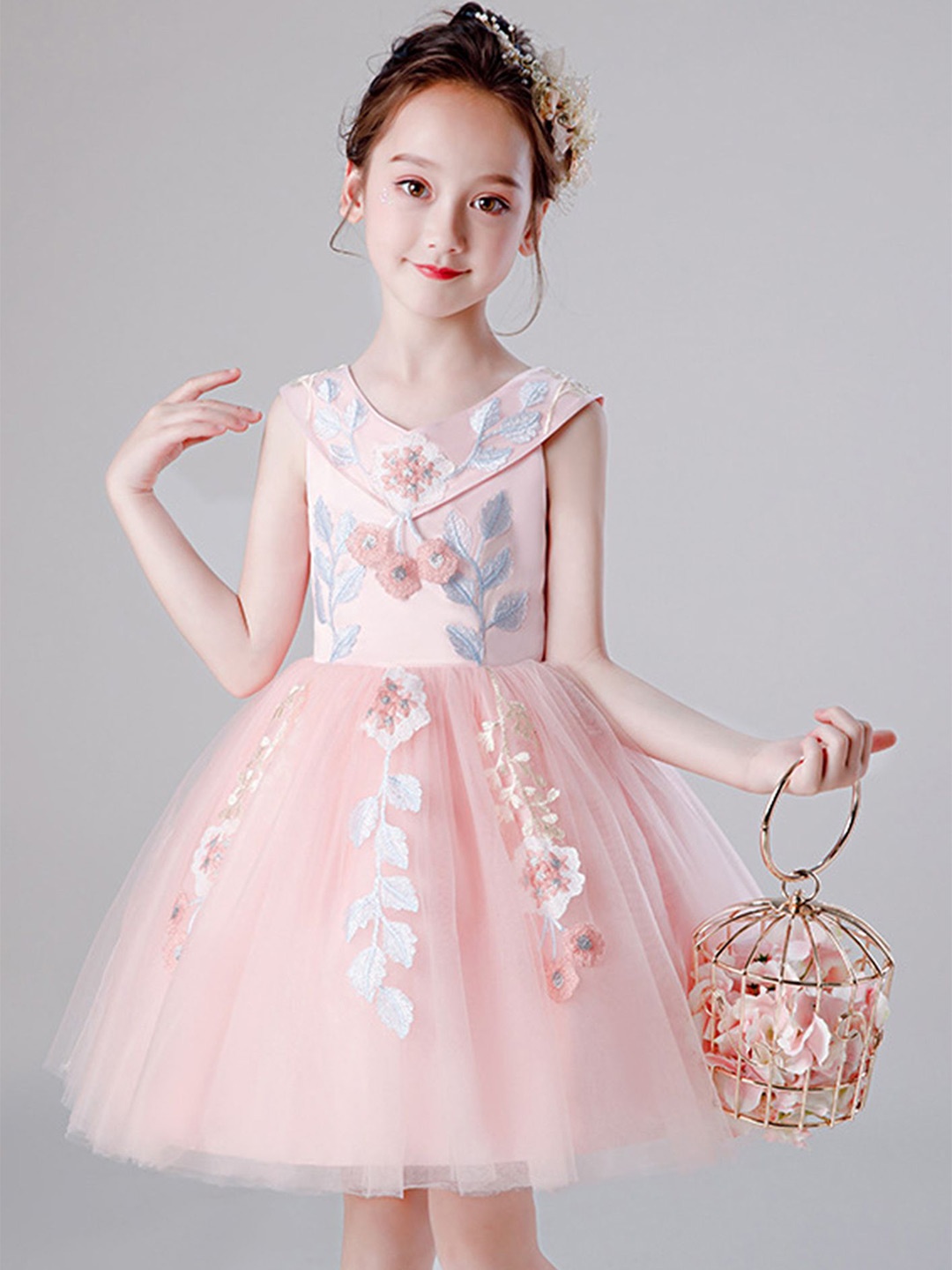 

LULU & SKY Girls Floral Fit & Flare Dress, Pink