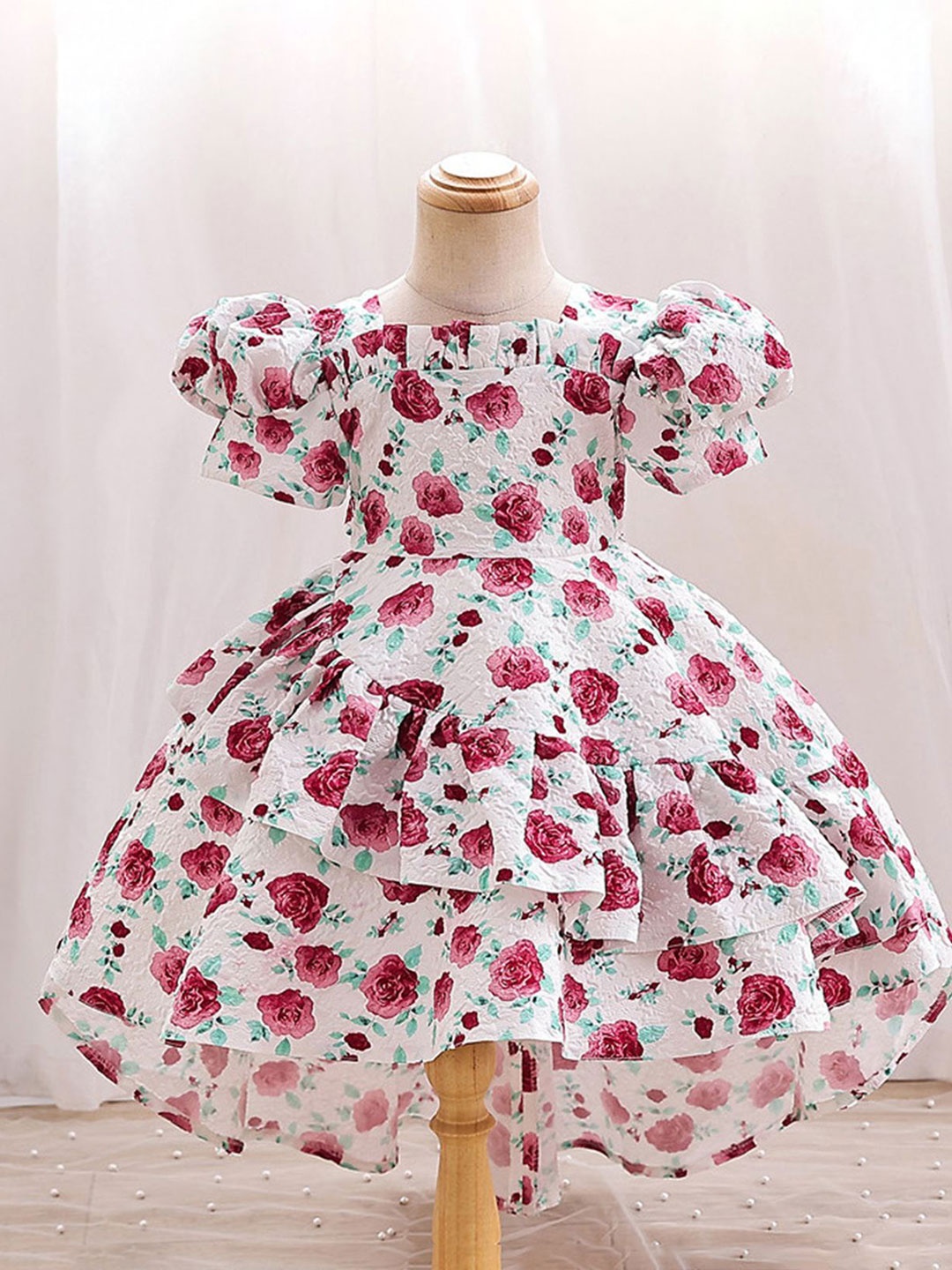

LULU & SKY Girls Floral Printed Fit & Flare Dress, Red