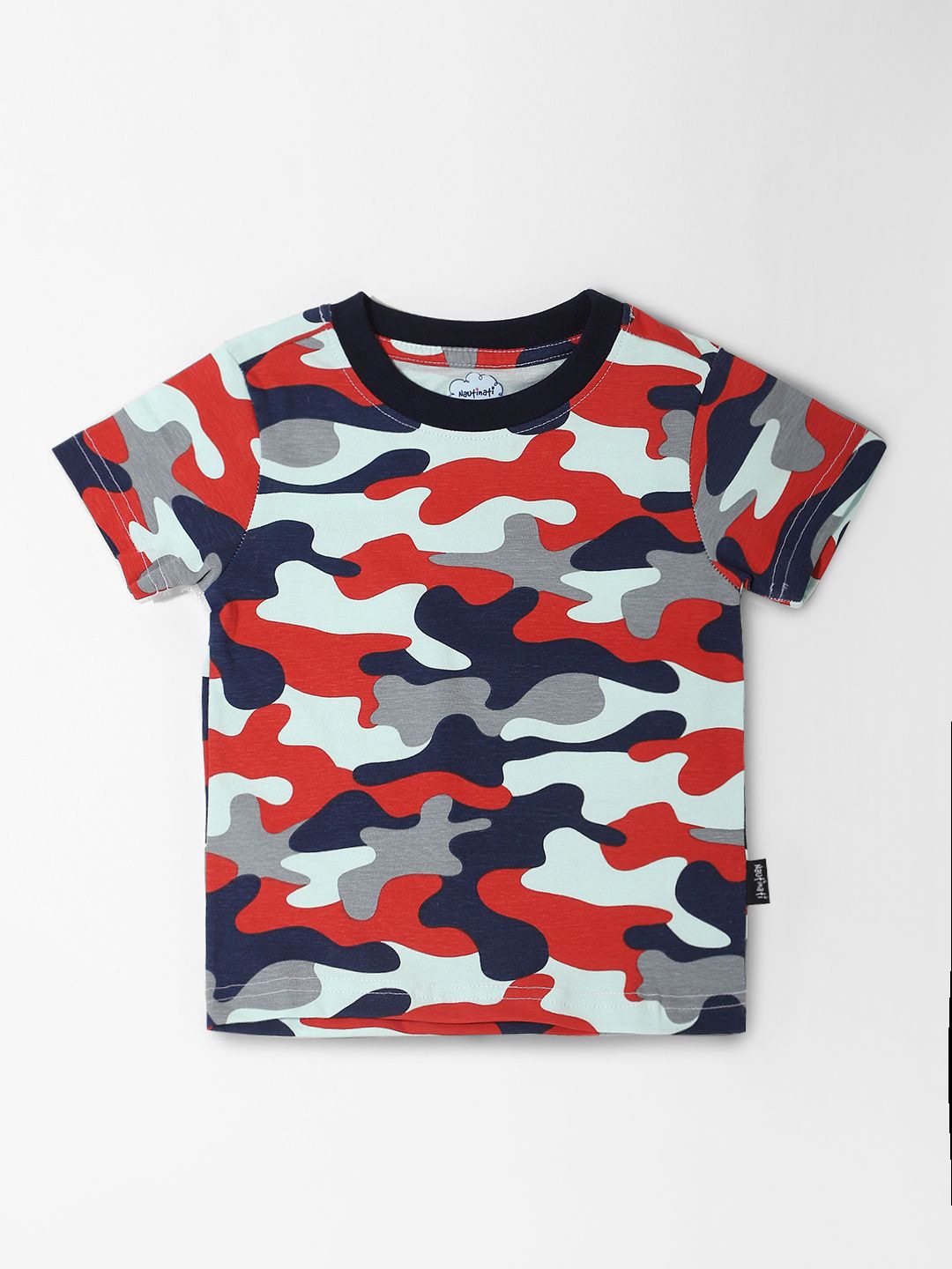 

Nauti Nati Boys Antimicrobial Camouflage Printed Round Neck Cotton T-shirt, Maroon