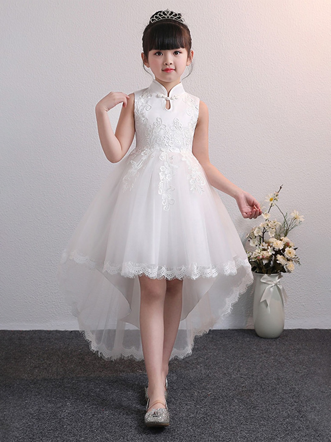 LULU & SKY Girls Self Design Fit & Flare Dress, White