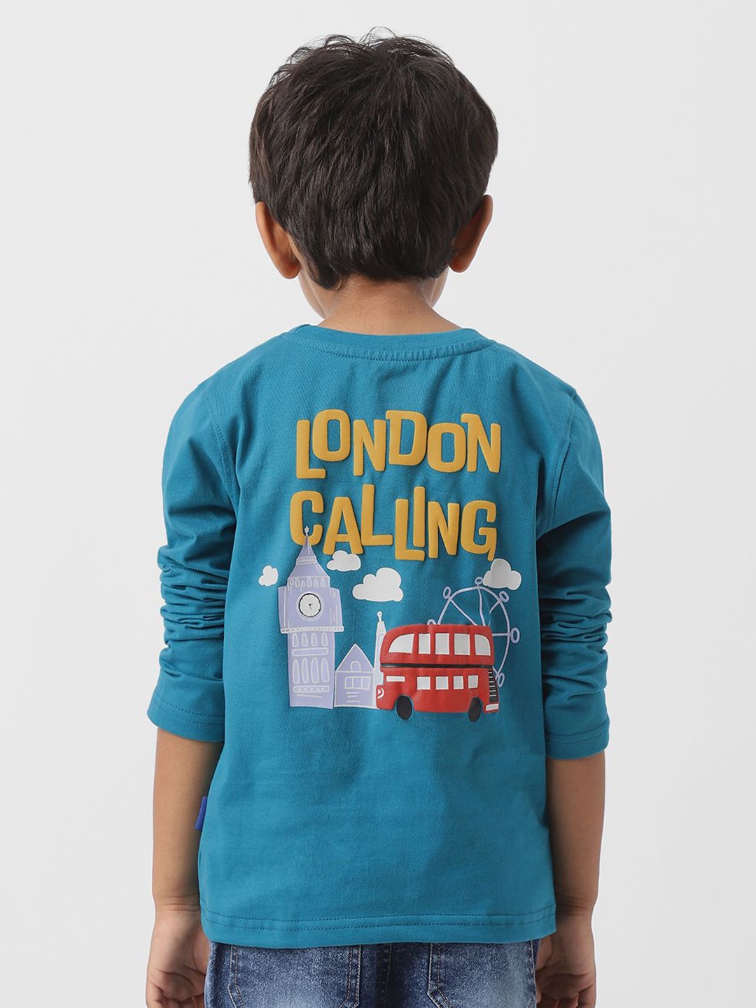 

Nauti Nati Boys Antimicrobial Graphic Printed Round Neck Cotton T-shirt, Blue