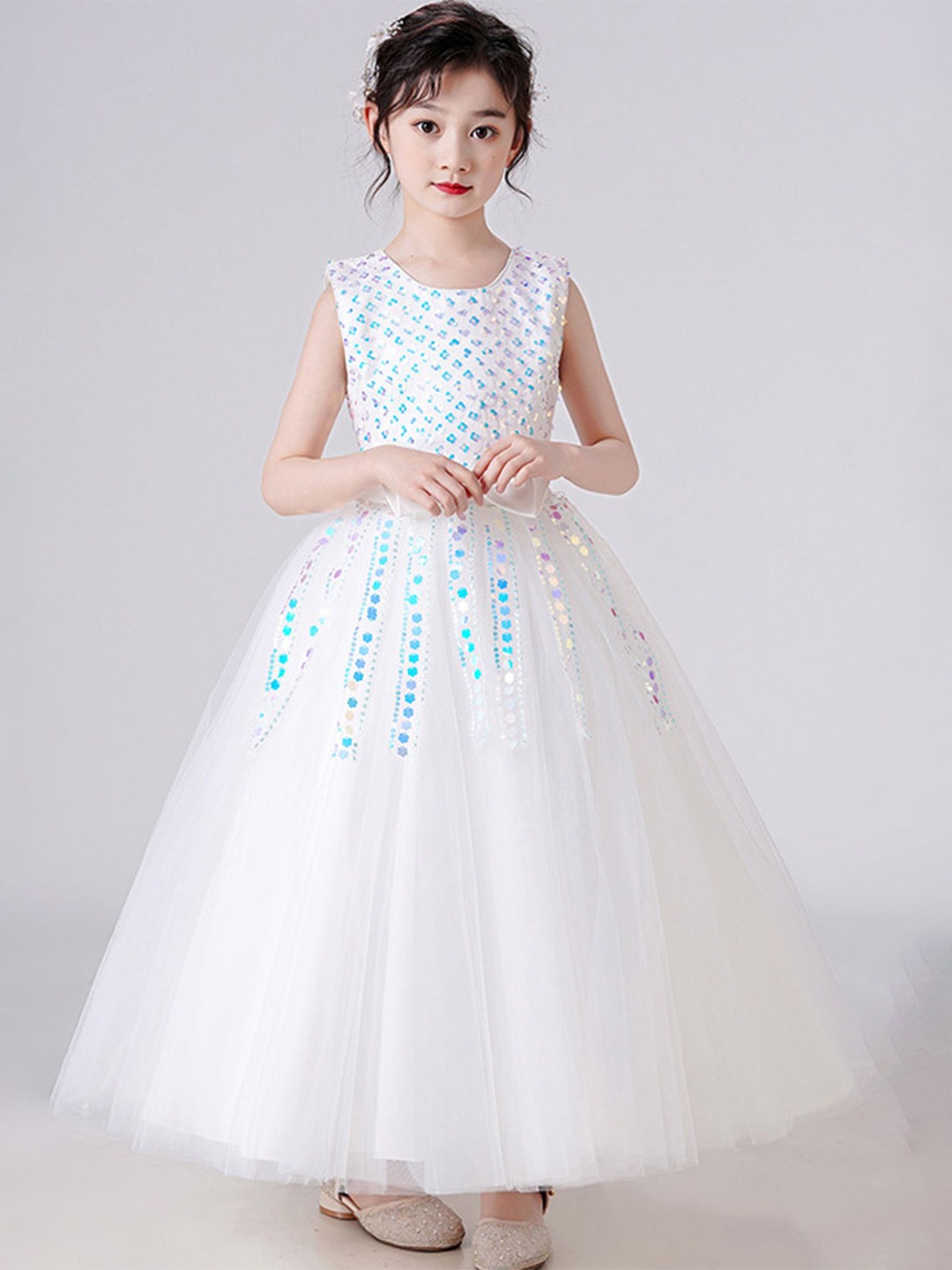 

LULU & SKY Girls Embellished Maxi Dress, White