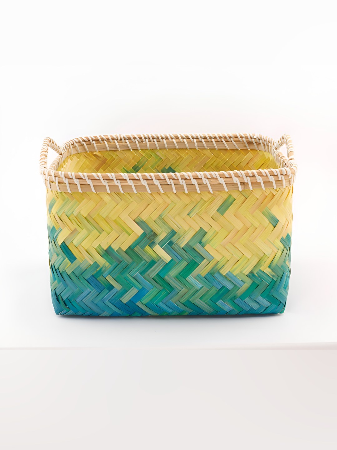 

NATURALLY YOURS Yellow & Blue Bamboo Easy to Clean Core Fruit and Vegetable Basket