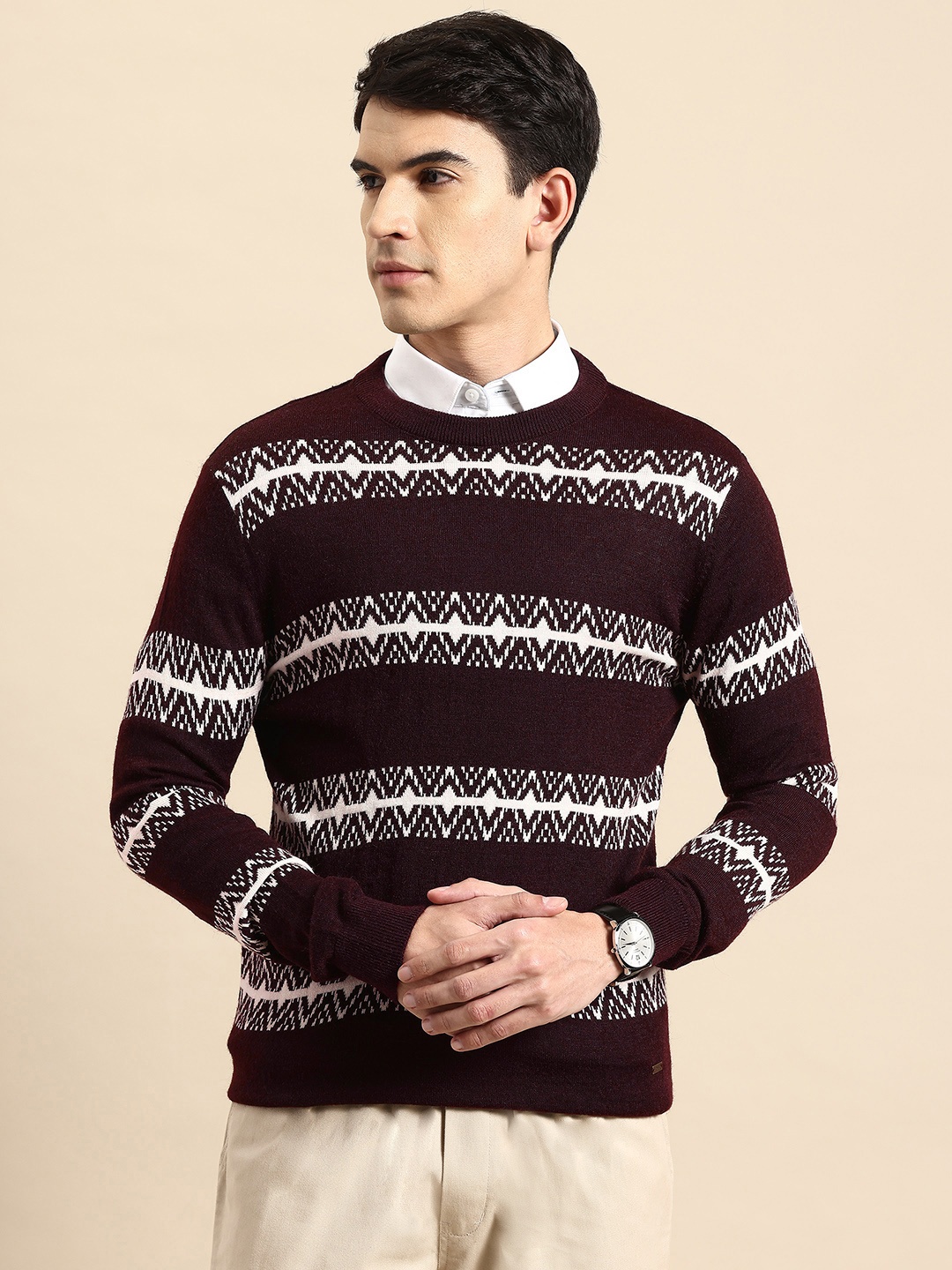

ARMISTO Men Nordic Striped Pullover, Brown
