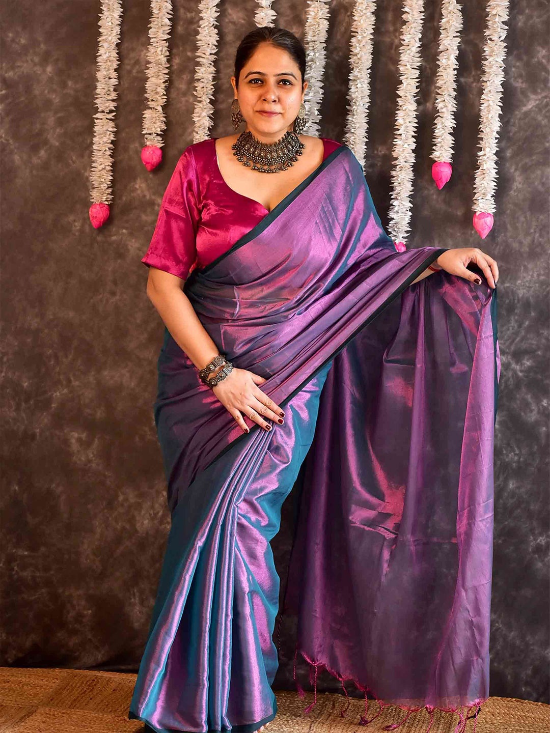 

Sundarii Tissue Saree, Purple
