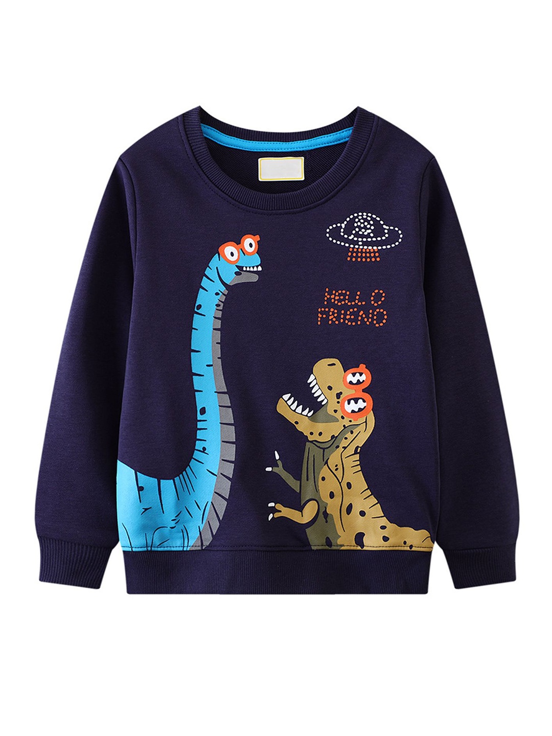 LULU & SKY Boys Printed Round Neck Sweatshirt, Navy blue