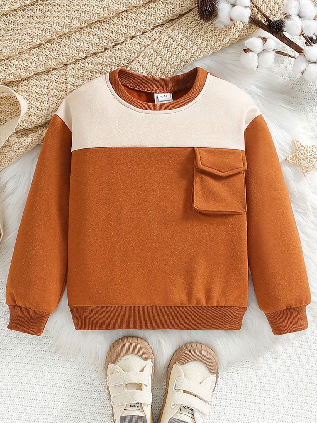 LULU & SKY Boys Colourblocked Sweatshirt, Rust