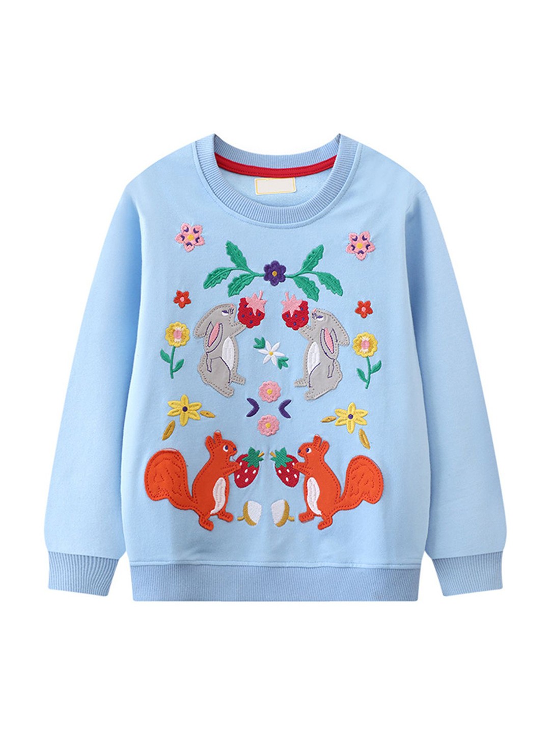 LULU & SKY Girls Embroidered Pullover Sweatshirt, Blue
