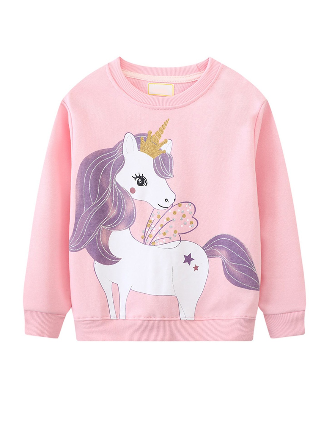 

LULU & SKY Girls Printed Pullover Sweatshirt, Pink