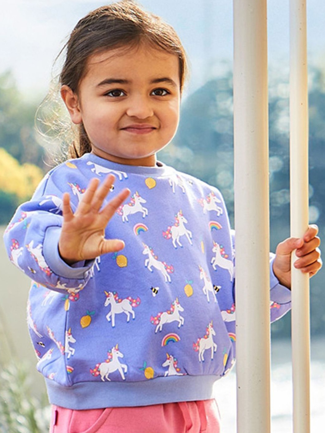 

LULU & SKY Girls Printed Round Neck Sweatshirt, Purple