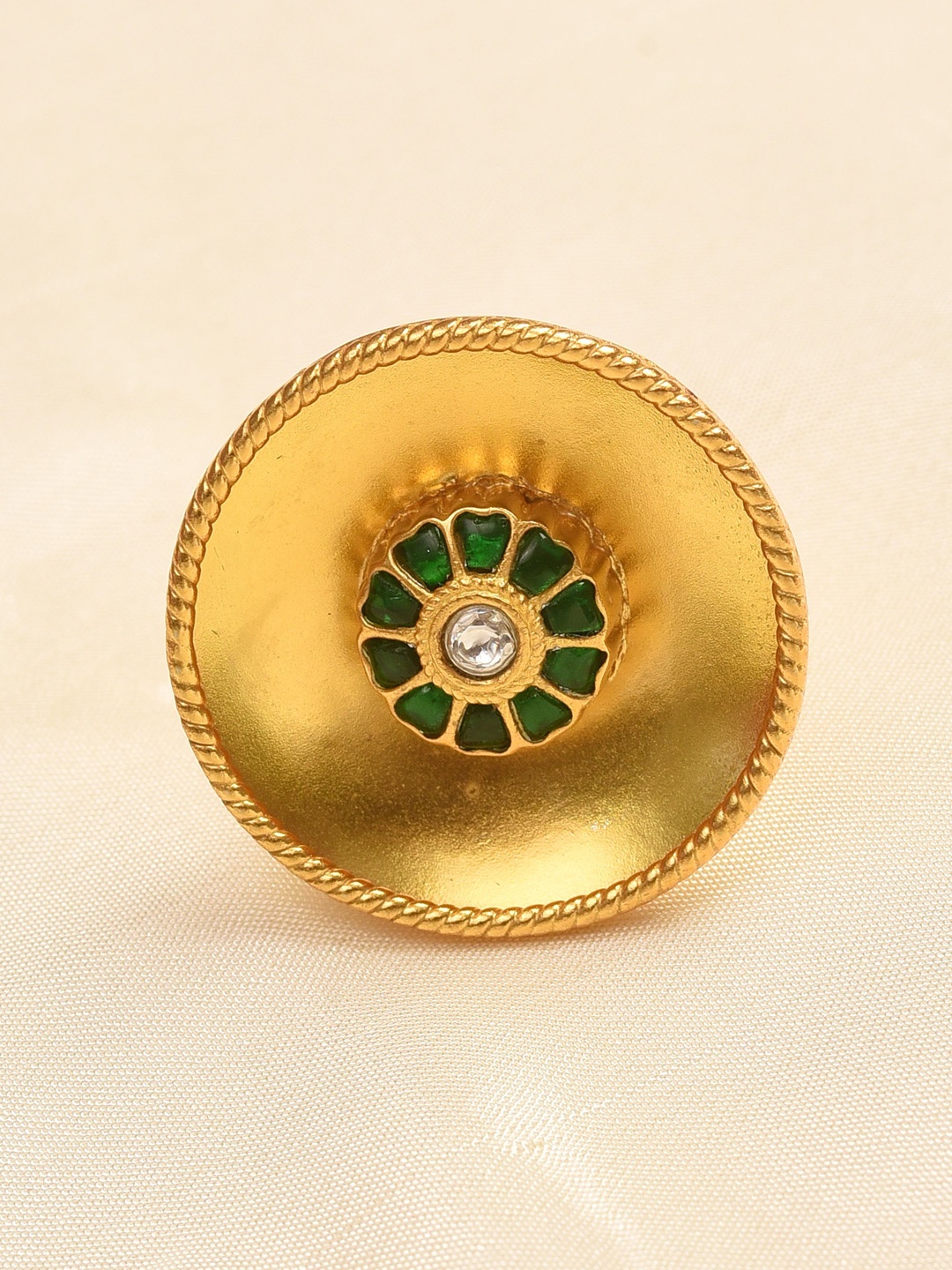 

JAYPORE Gold-Plated Sterling Silver Kundan Stones Studded Finger Ring