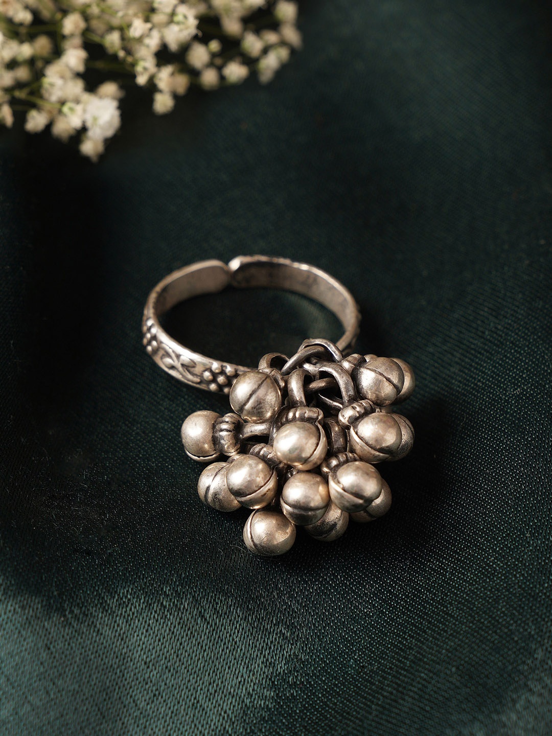 

JAYPORE Sterling Silver-Plated Adjustable Finger Ring