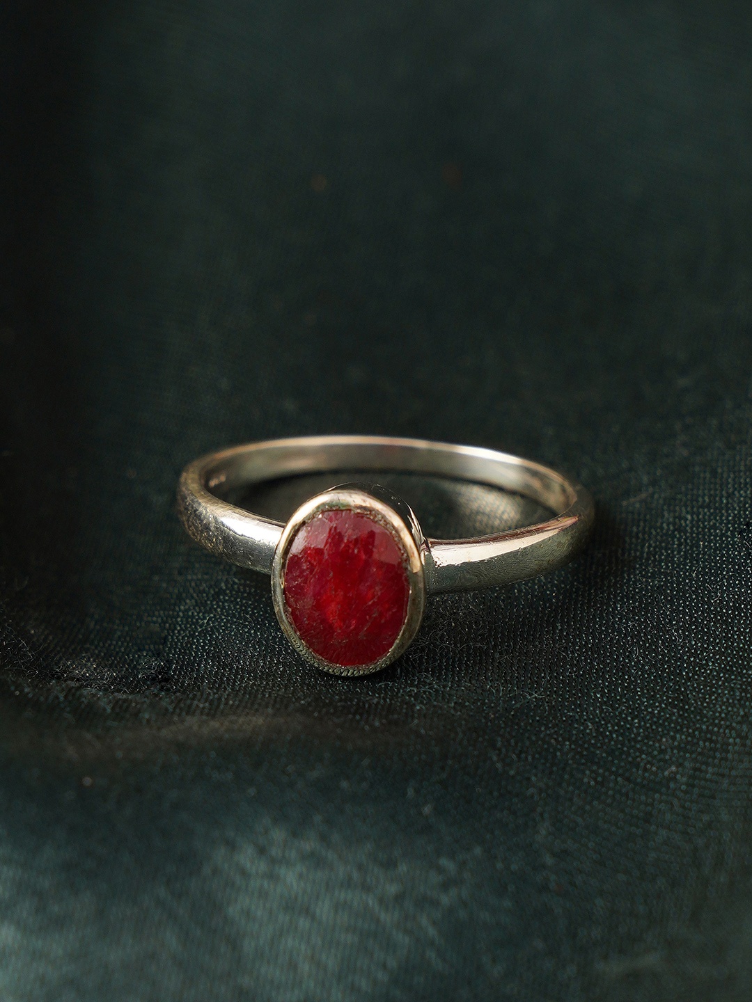 

JAYPORE Sterling Silver-Plated Stone Studded Adjustable Finger Ring