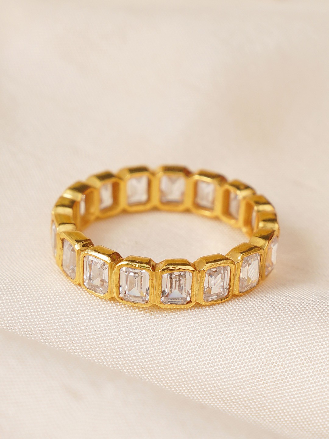 

JAYPORE Gold Plated Cubic Zirconia Studded Finger Ring