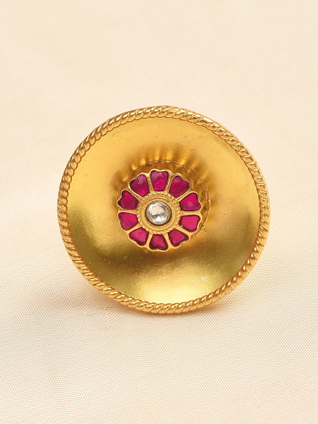 

JAYPORE Gold-Plated Sterling Silver Stone Studded Adjustable Finger Ring