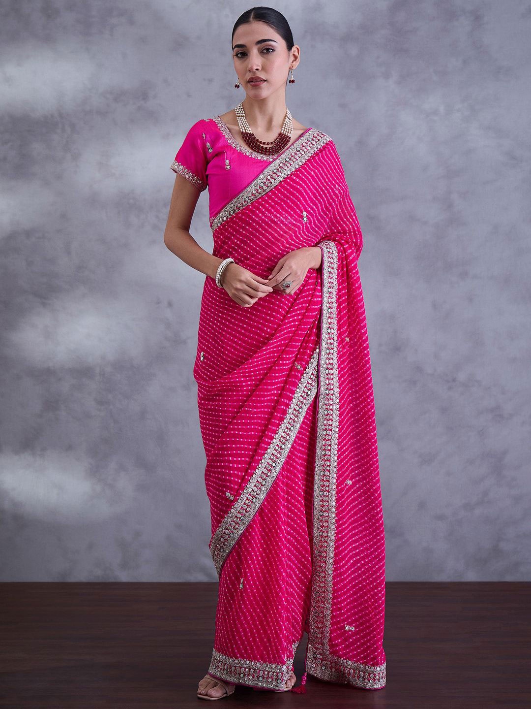Saree mall Women Embroidered Border Sarees, Pink