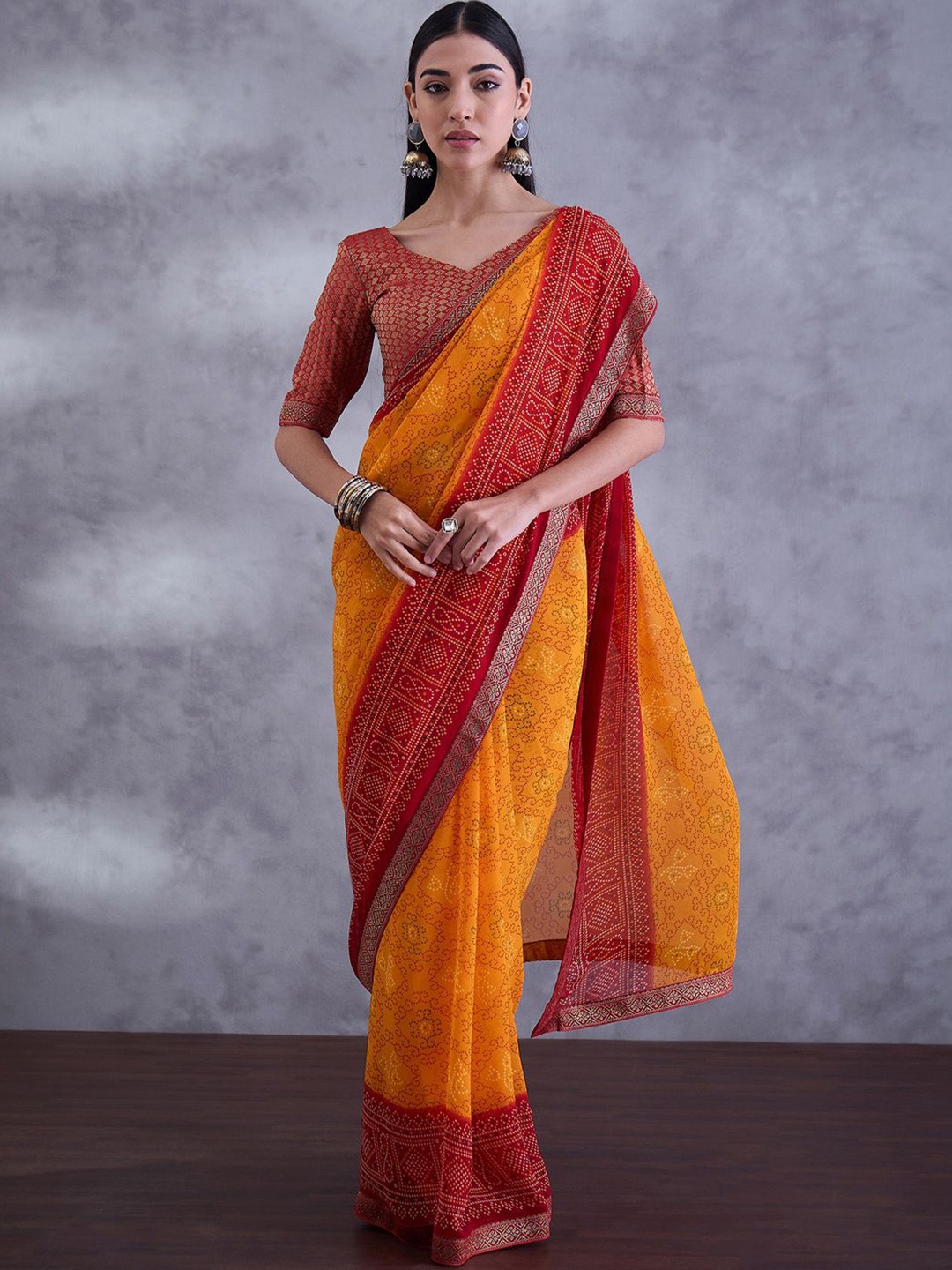 

Saree mall Bandhani Sarees, Yellow