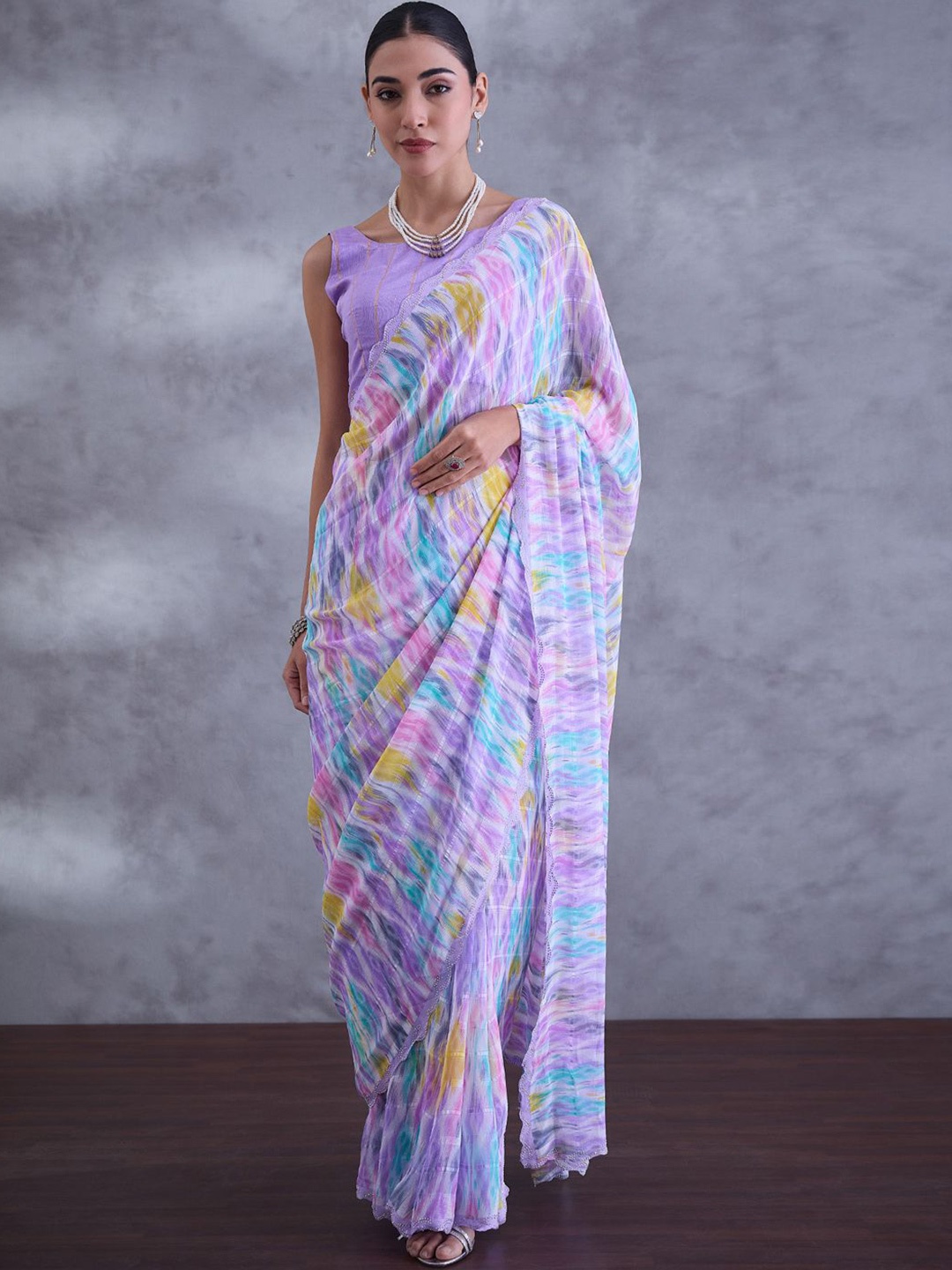Saree mall Beads and Stones Sarees, Lavender