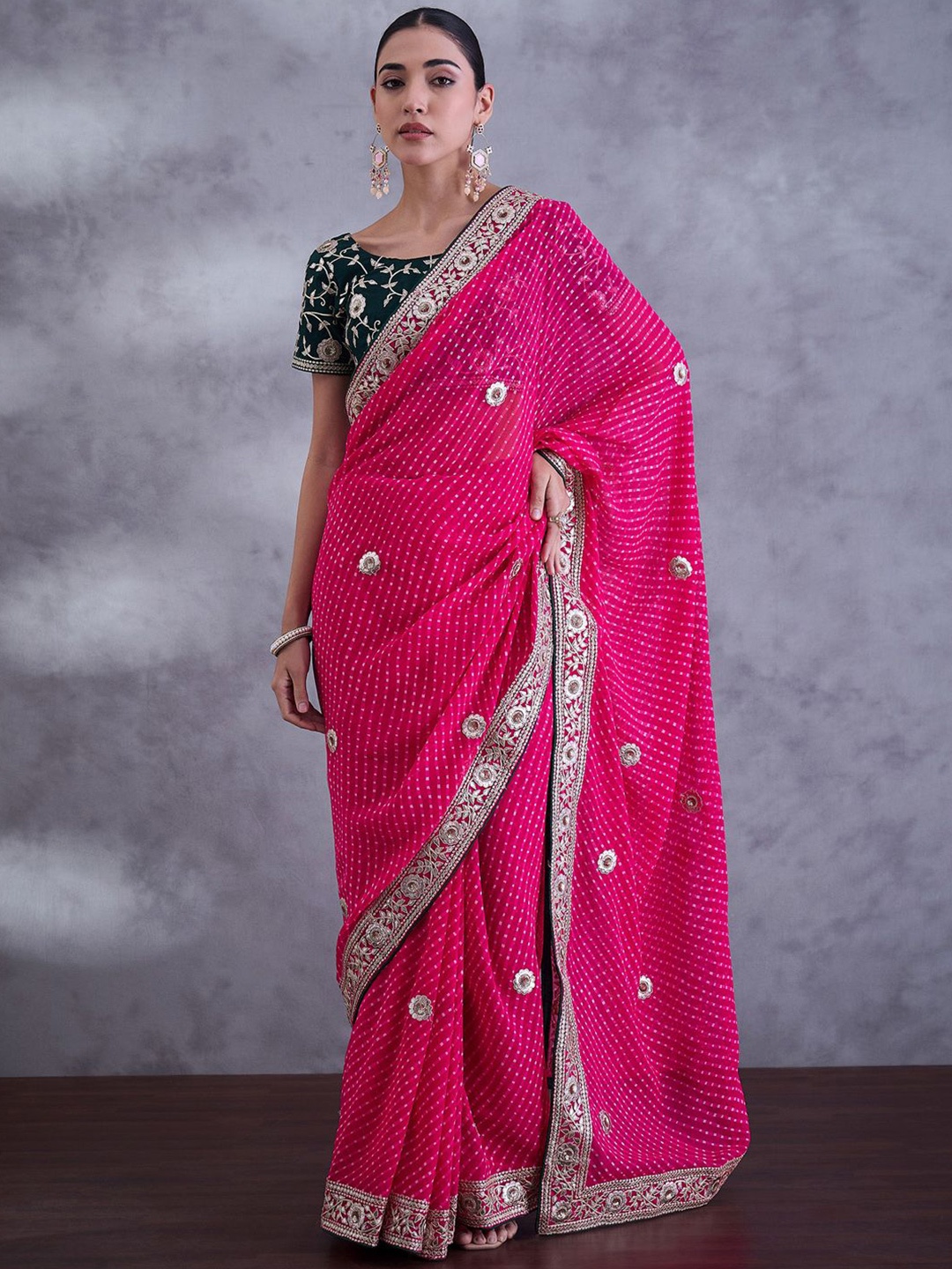 

Saree mall Ethnic Motifs Embroidered Saree, Pink