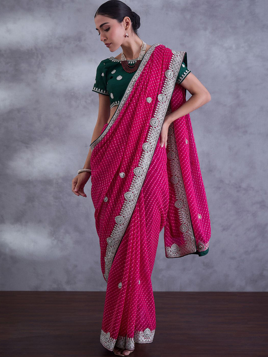 

Saree mall Ethnic Motifs Embroidered Saree, Pink