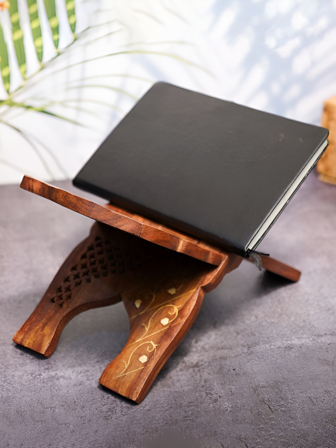 

ADA Handicraft Brown Self Design Super Strong Wooden Polished Holy Book Stand