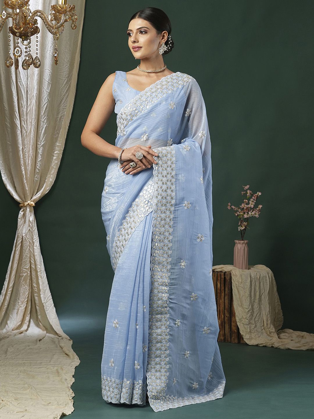 

Anouk Embellished Sequinned Saree, Blue