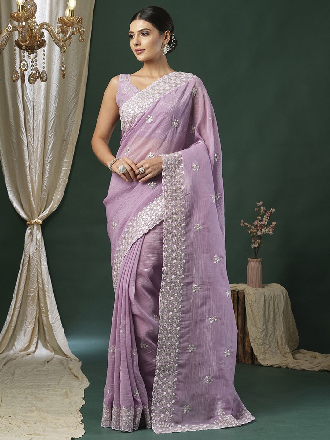 

Anouk Embellished Sequinned Saree, Mauve
