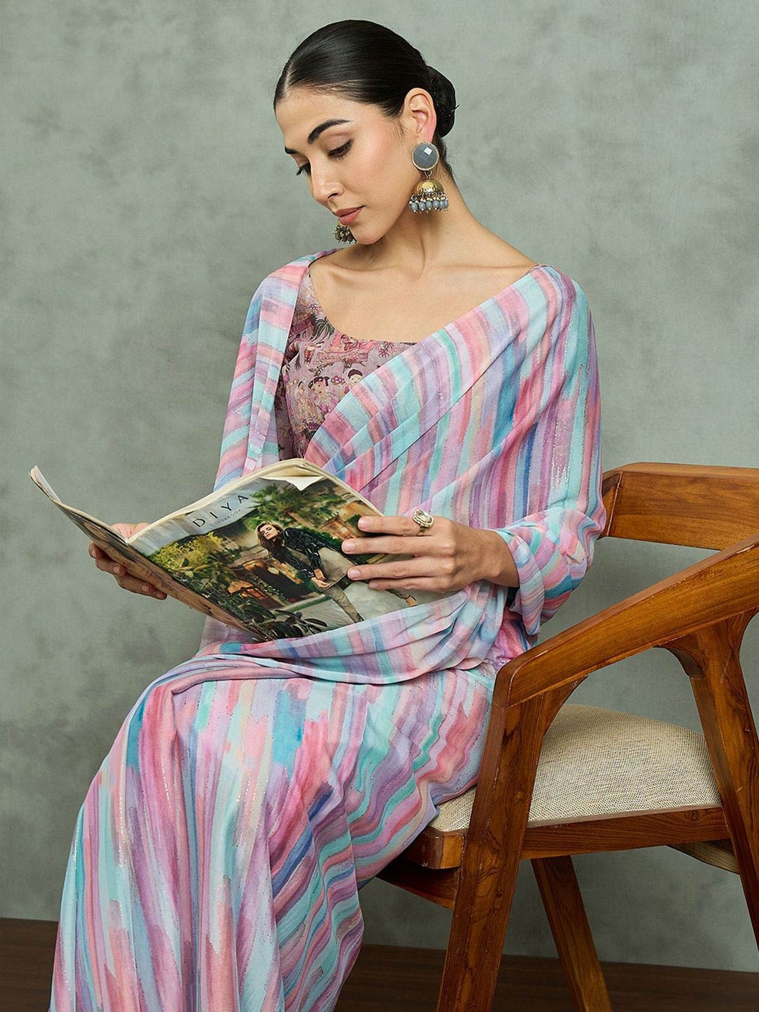 

Mitera Ombre Poly Georgette Saree, Mauve